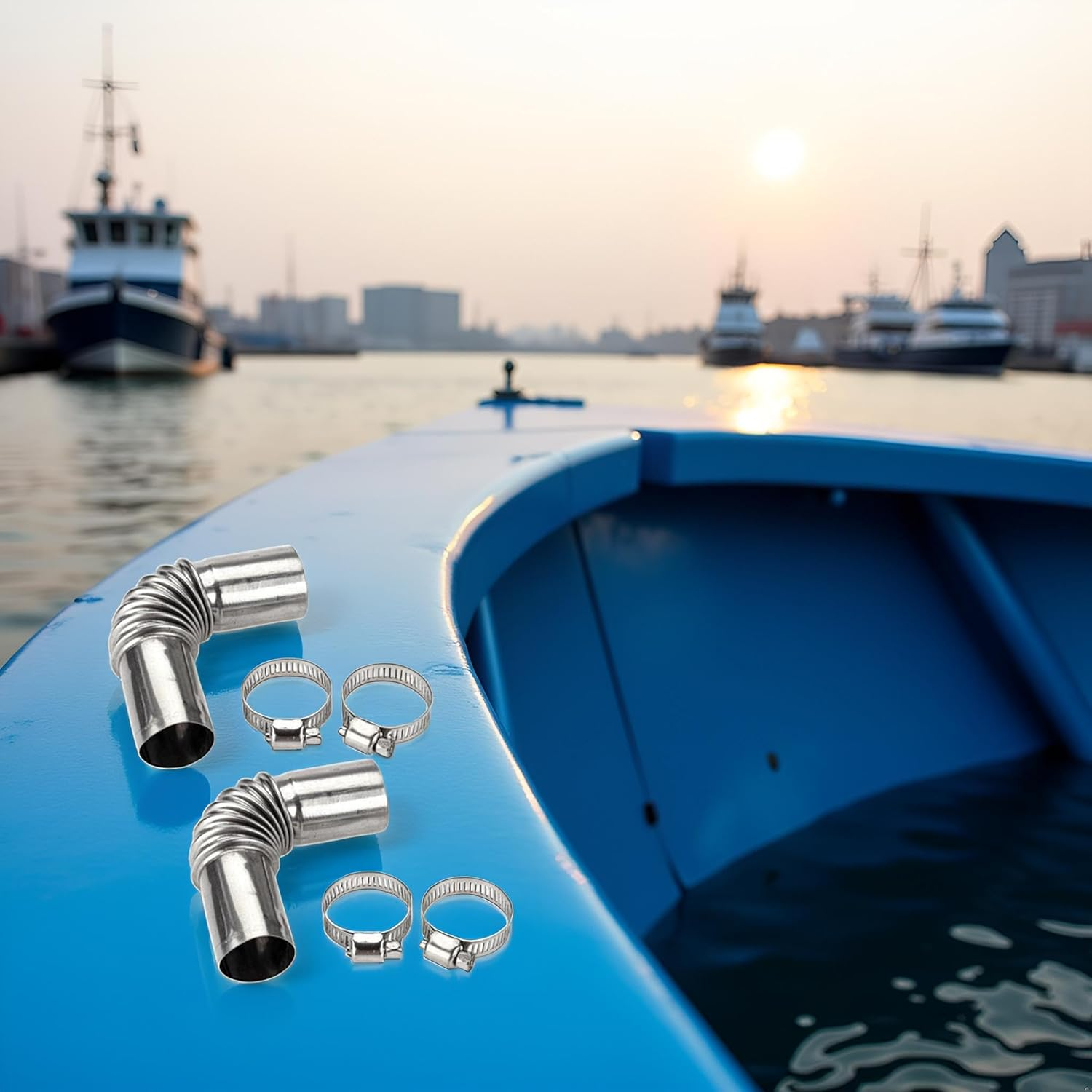 2Pcs Silver Stainless Steel Air Diesel Parking Heater Exhaust Pipe Tube Elbow Connector for Webasto Eberspacher Diesel Boat Heater 13Cm Exhaust Pipes and Tips Emissions Replacement Parts(24Mm) image number 1