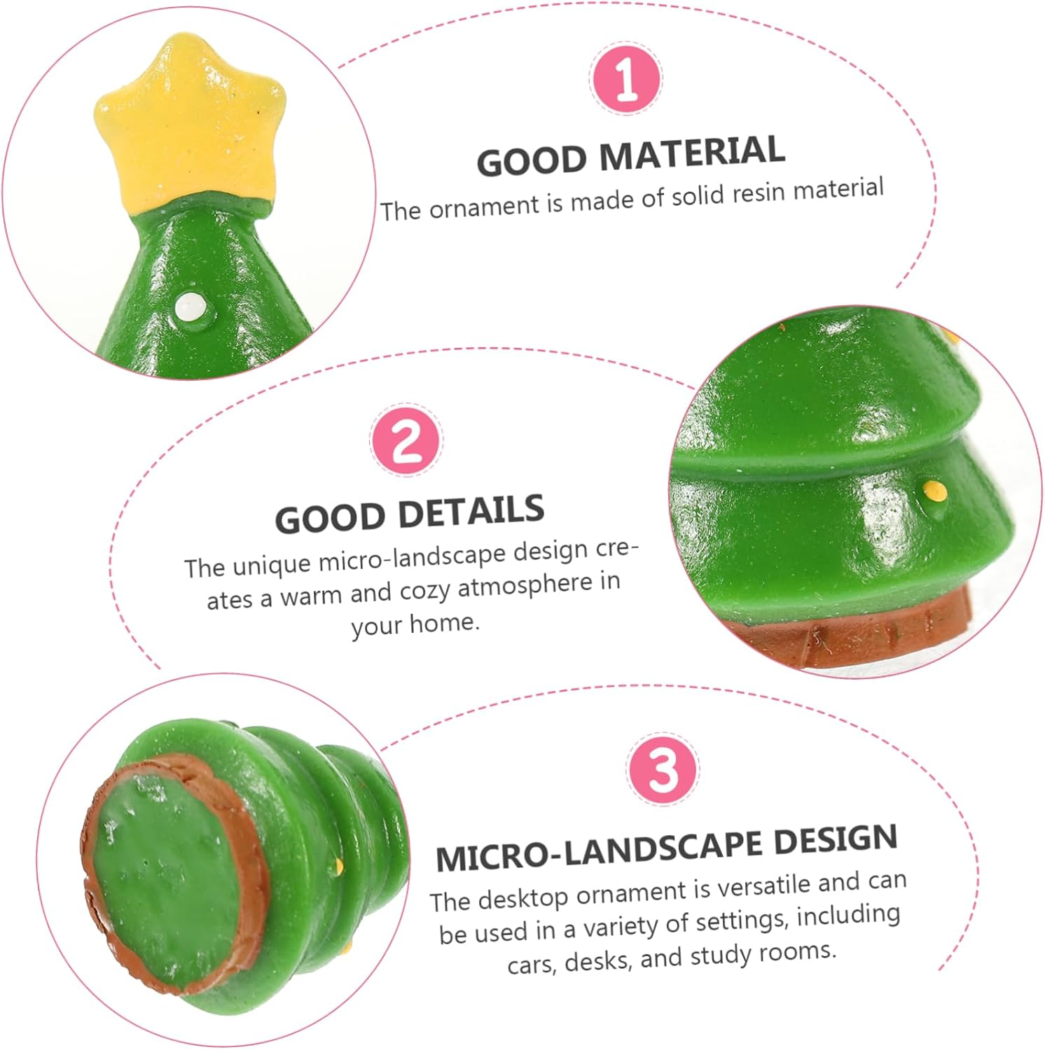 12Pcs Mini Christmas Tree Decor Santa Claus Snowman Ornament Festive Xmas Tree Decor Solid Resin Home image number 3