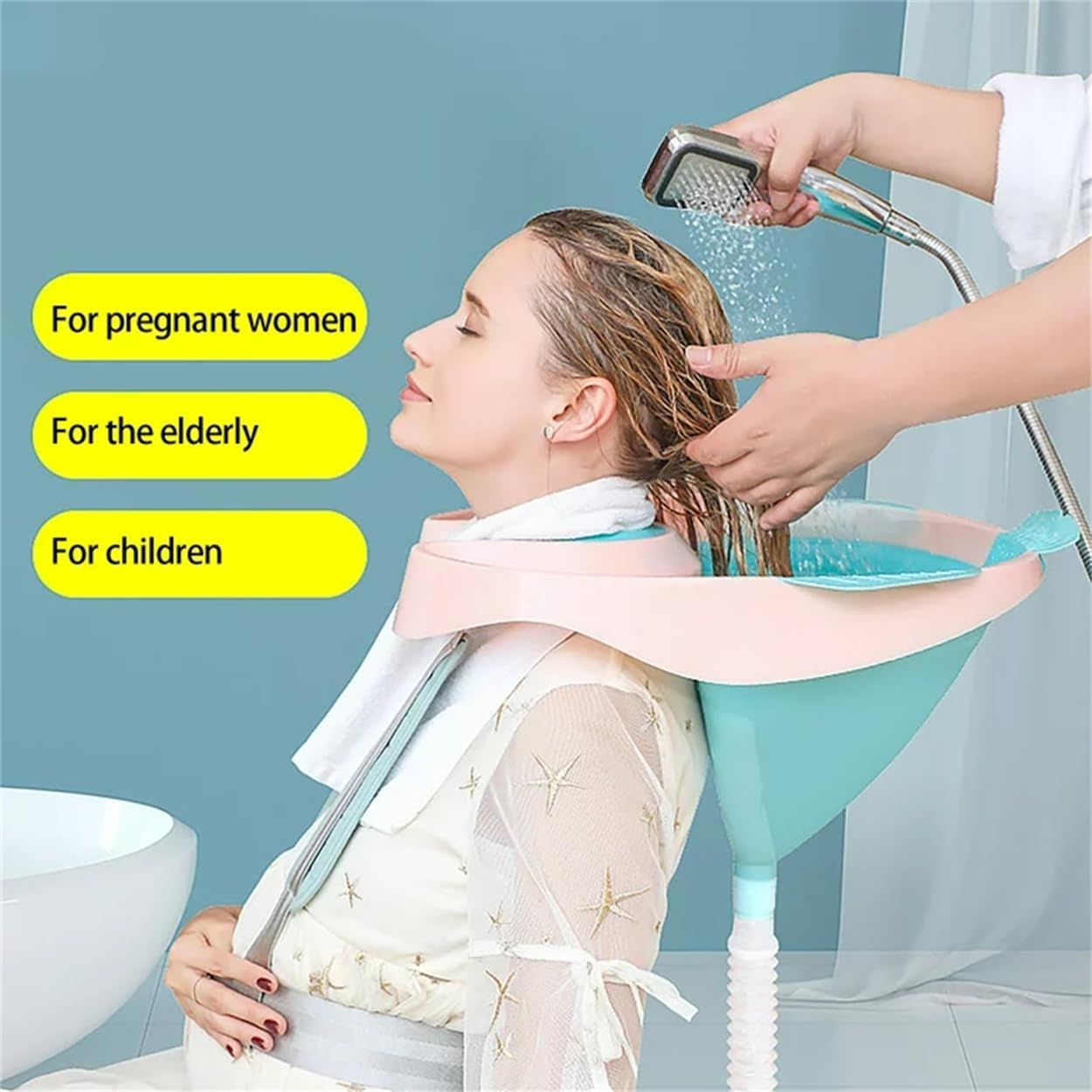 Portable Foldable Shampoo Basin, Self-Service Hair Washing Basin for Elderly, Pregnant Women, Patient, Disabled People image number 4