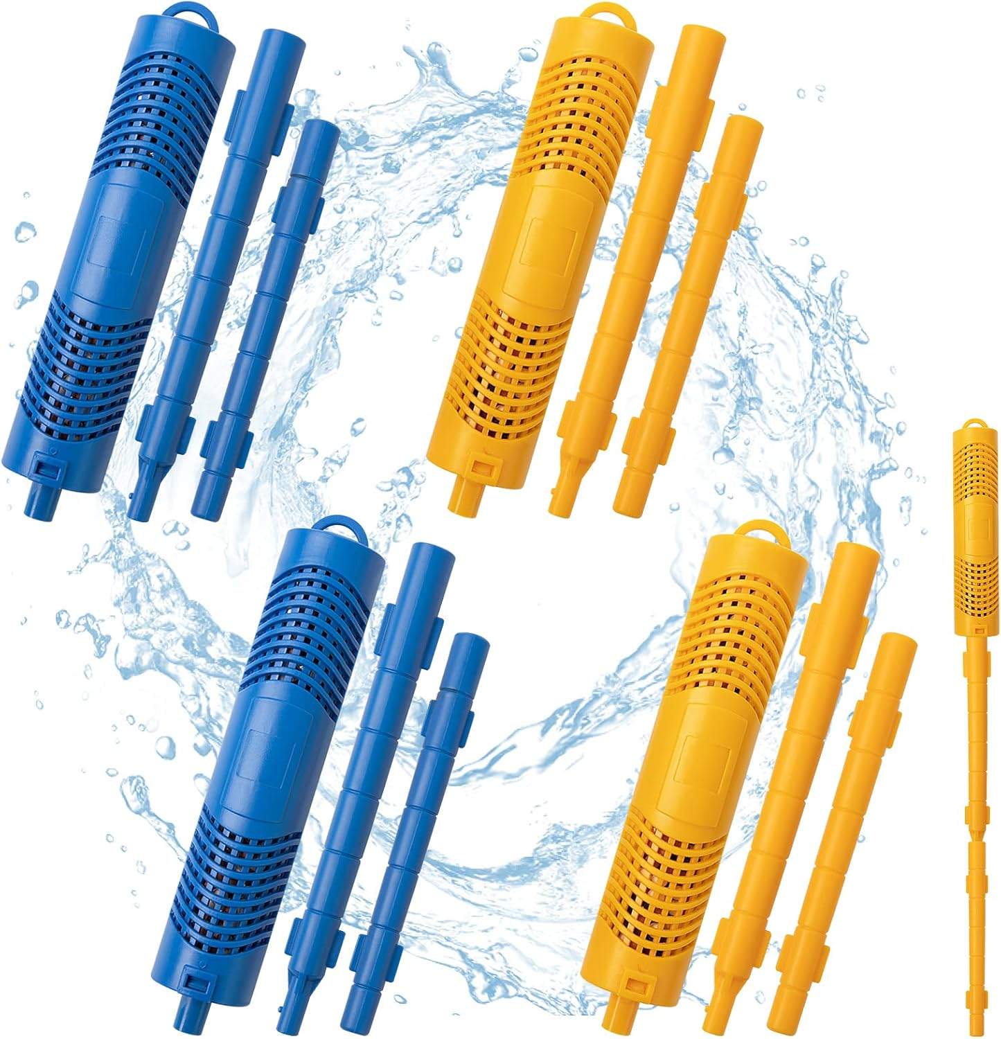 2 Pack Spa In-Filter Mineral Sticks Parts Cartridge Sticks for Hot Tub Spa Swimming Pool Fish Pond Filter Cartridge, Last for 4 Months (Blue & Yellow)