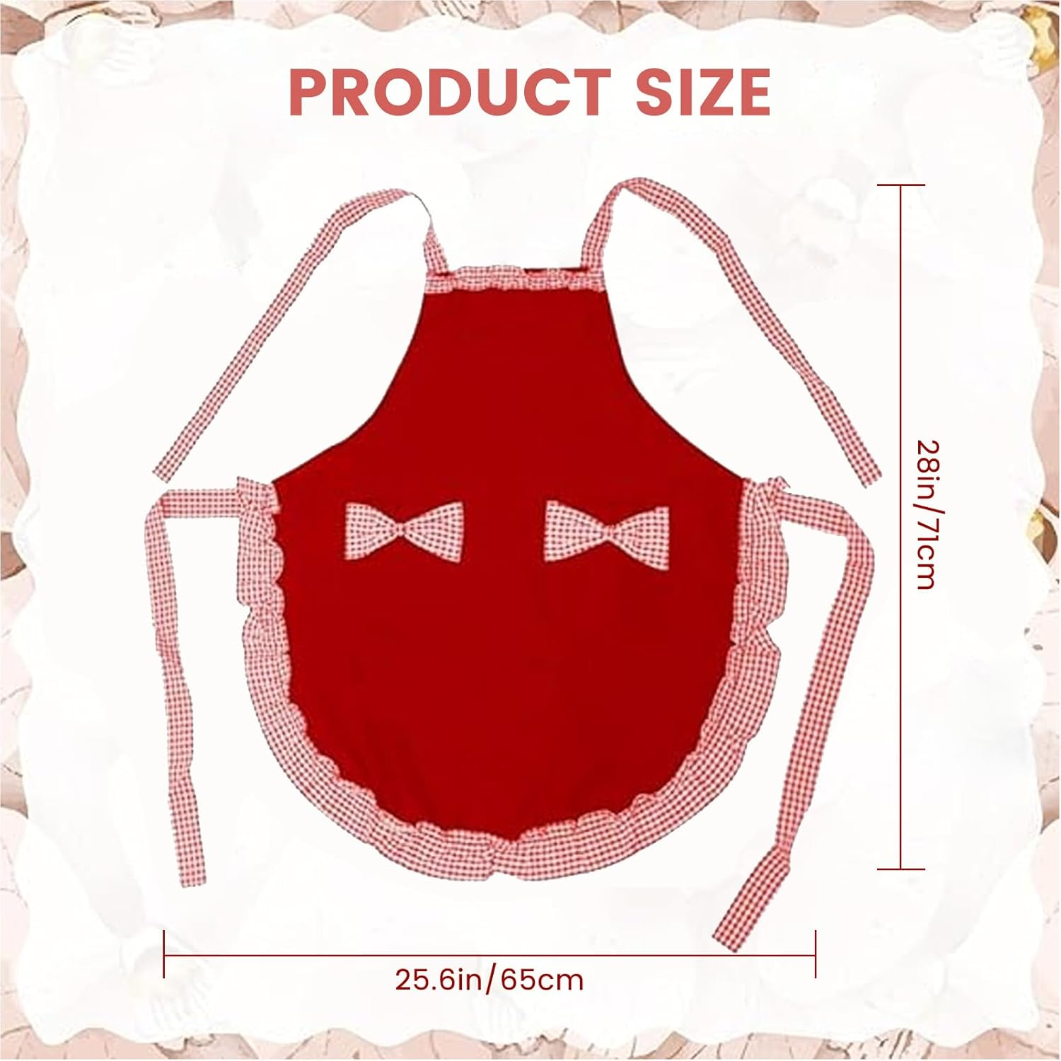 Cute & Stylish Aprons for Women &ndash; Retro Funny Apron with Bowknot, Elegant Chef Apron for Cooking in French Maid Chef Costume Style, Christmas Apron, Ideal Home Cooks! image number 4