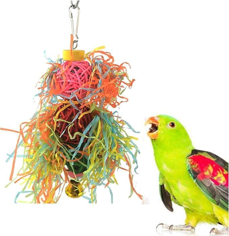 4 Pack Bird Parrots Shredding Toys, Parakeet Chewing Foraging Shredder Toy, Bird Loofah Foraging Cage Hanging Toy for Parakeets, Cockatiels, Conures, Budgie, Lovebirds, African Grey Amazon image number 3
