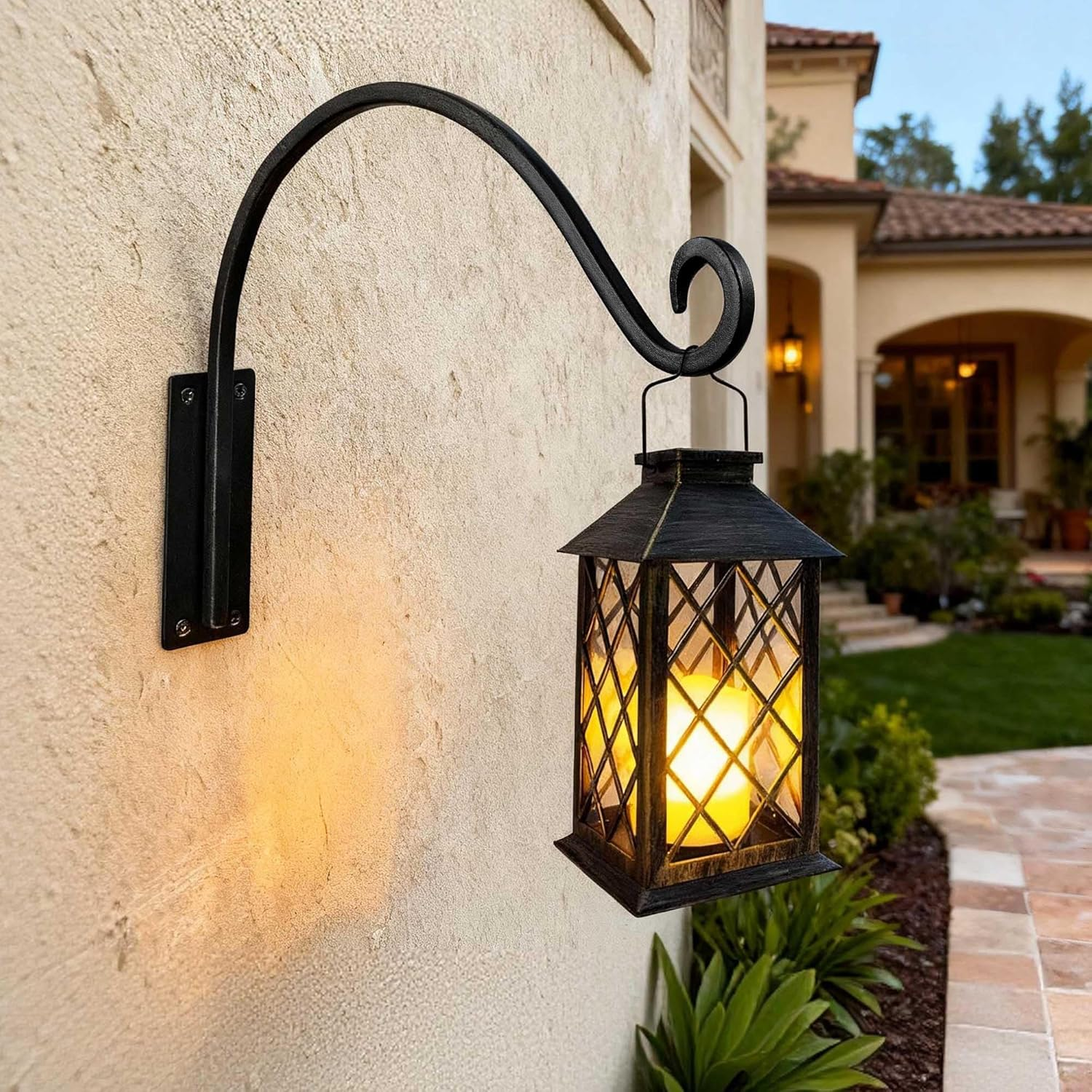 Heavy Duty Plant Hanger Bracket - Outdoor Hand-Forged Hanging Plant Bracket Durable and Stable Bird Feeder Hanger (16" - 2Pcs) image number 1