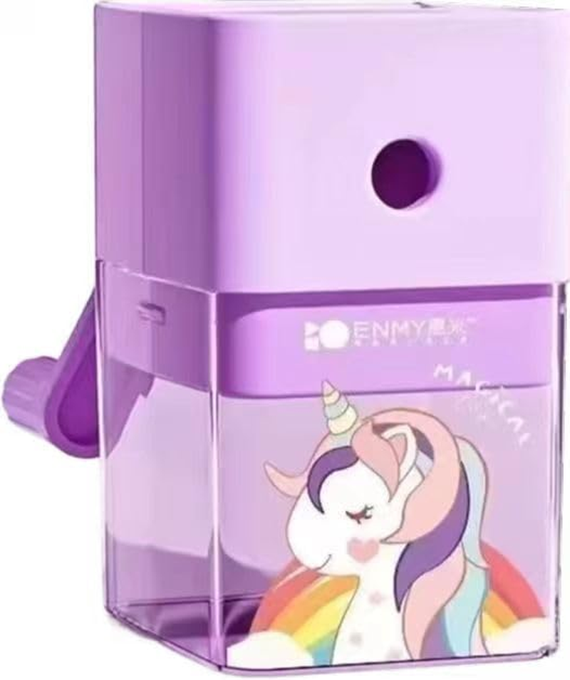 Table Pencil Sharpener,Manual Pencil Sharpener,Can save Time for Adults and Children and Keep the Table Clean (Pink-Girl)