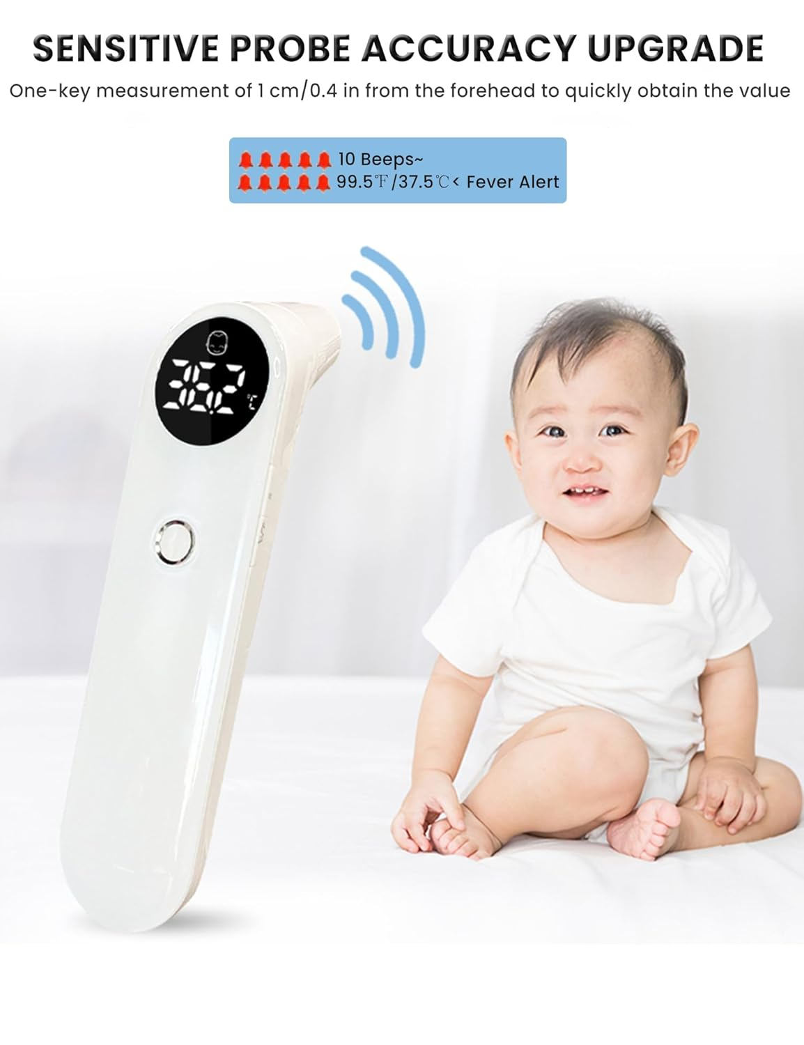 3-In-1 Baby Thermometer for Forehead, Ear & Object No Touch Digital Infrared Thermometer with LED Display, Fever Alarm Silent Mode Memory Recall, Accurate Termometro for Infant Toddler Adult image number 6
