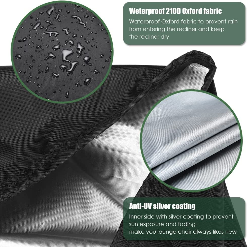 Chaise Lounge Cover Outdoor Waterproof Heavy Duty Lounge Chair Cover with Windproof Elastic Hem Indoor Extra Large Anti-Uv Chaise Lounge Cover Patio Garden Furniture All Season Protection (1) image number 4
