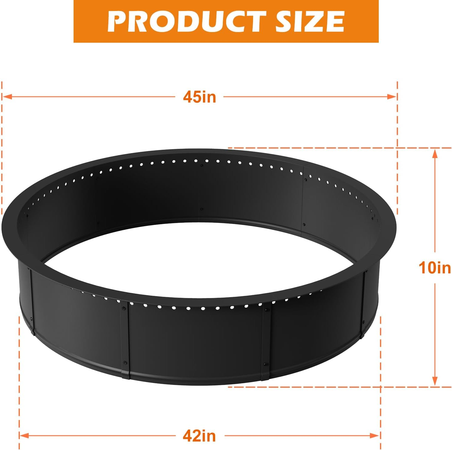 Mapleway Smokeless Fire Pit Ring, 42Inch Large round Portable Metal Firepit Accessories for outside Wood Burning Patio Camping Bonfire Campfire image number 2