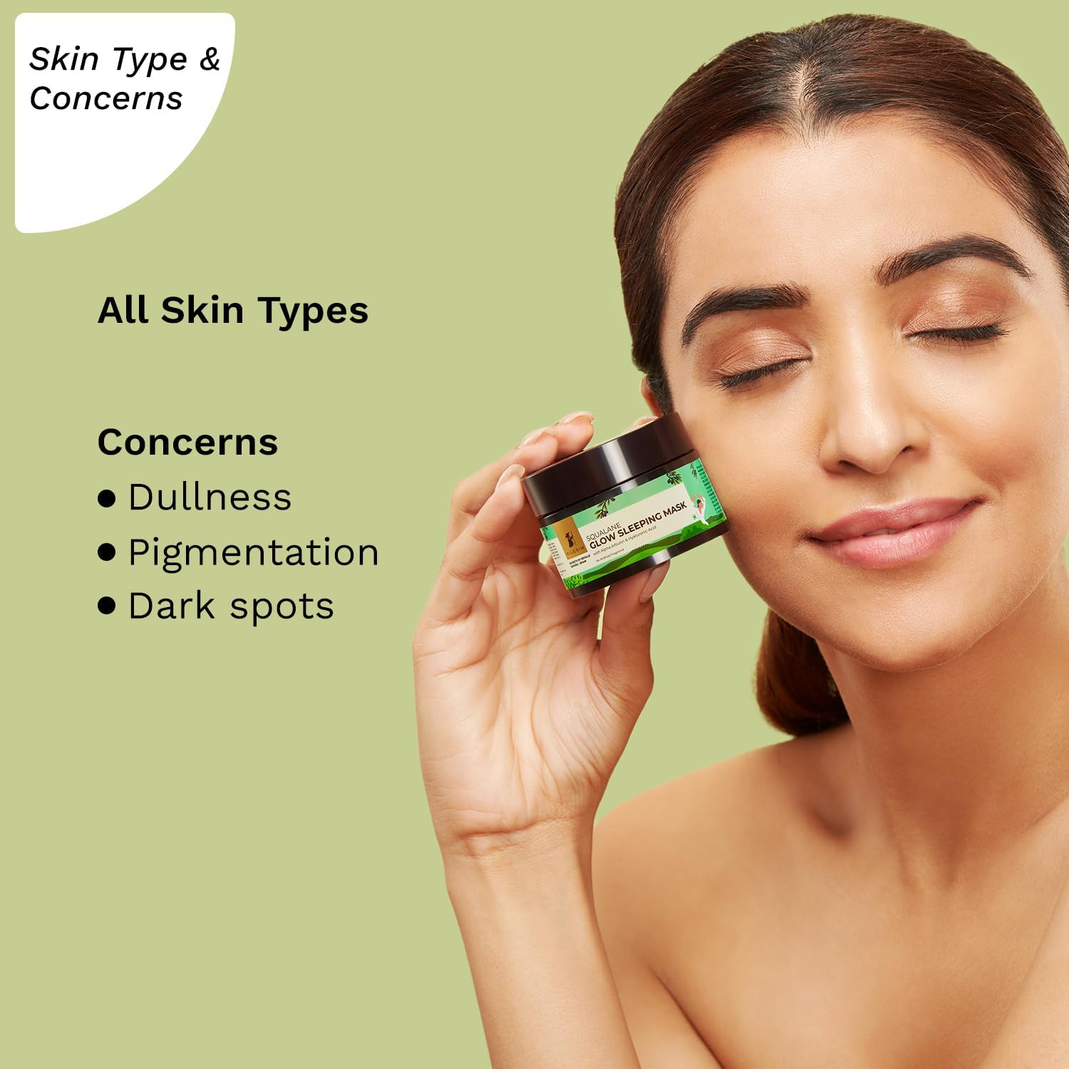 Pilgrim Squalane (Plant) Glow Sleeping Mask with Alpha Arbutin & Hyaluronic Acid | Face Pack for Glowing Skin, Dark Spots & Skin Hydration | Face Pack for Women & Men |No Parabens & Sulphates| 50 Gm image number 3