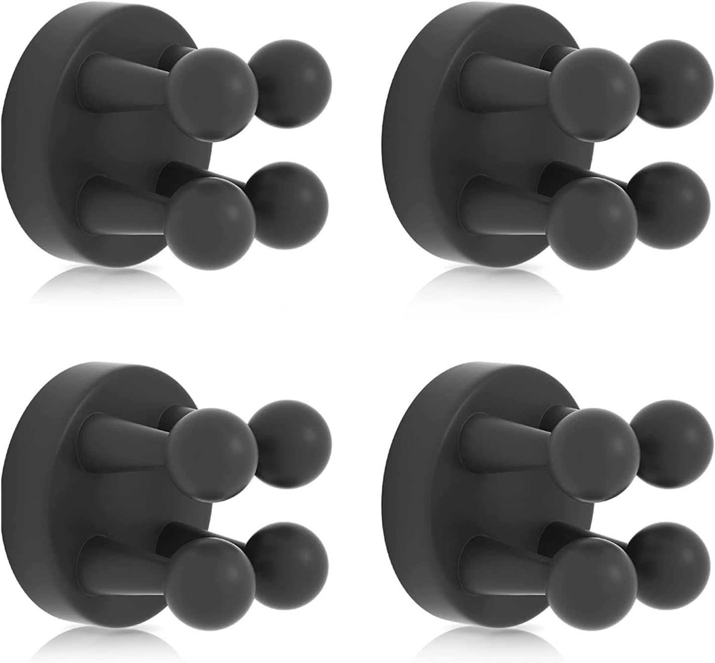 4 Pack Wall Hooks Toothbrush Holders, Multi-Purpose Silicone Key Hanging Holder, Wall Mounted Razor Holder for Shower, Self Adhesive Towel Hook, Bathroom Kitchen Office Accessories (Black)