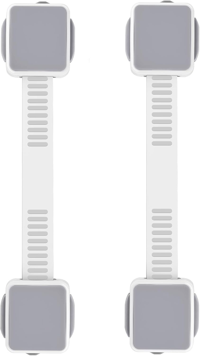 2 Pack Child Safety Cabinet Locks for Baby Proofing, Length Adjustable Latch Straps Dual Button Design for Drawers Fridge Refrigerator Doors Toilet Seat Oven image number 4