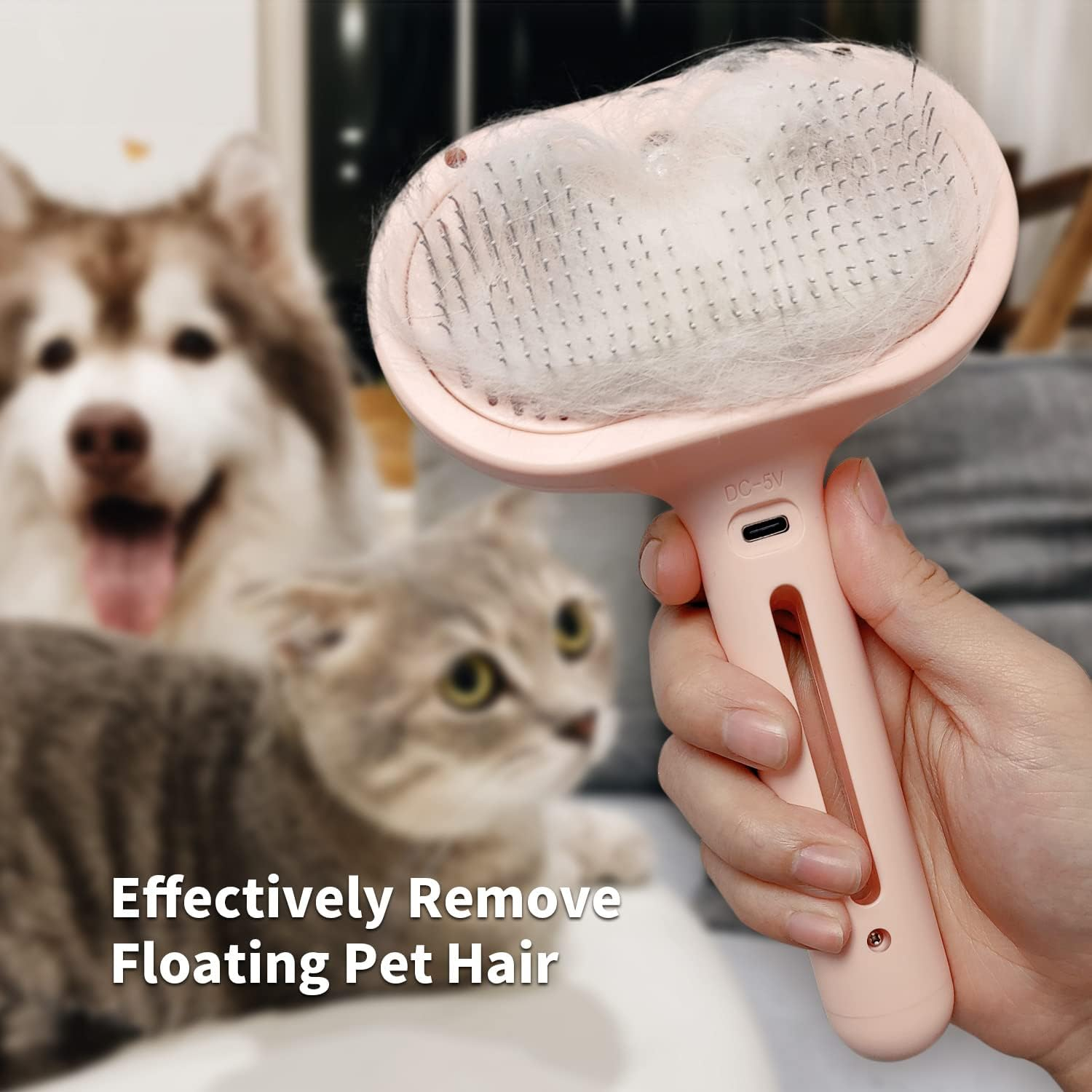 Spray Cat Brush for Shedding, 3 in 1 Steam Cat Brush Remove Static Flying Hair Pet Grooming Brush Self Cleaning Dog Brush for Long and Short Hair Dogs and Cats Remove Tangled Loose Hair (Pink)