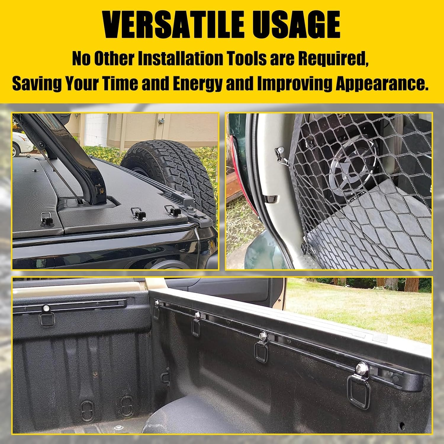 HKYLRAT 16PCS D Ring Tie down Anchor, Tie down D Ring Anchor, Secure Tie down Hooks & Lashing Loops for Truck, Trailer, Cargo, Boat - Industrial Grade Fixing Points image number 2