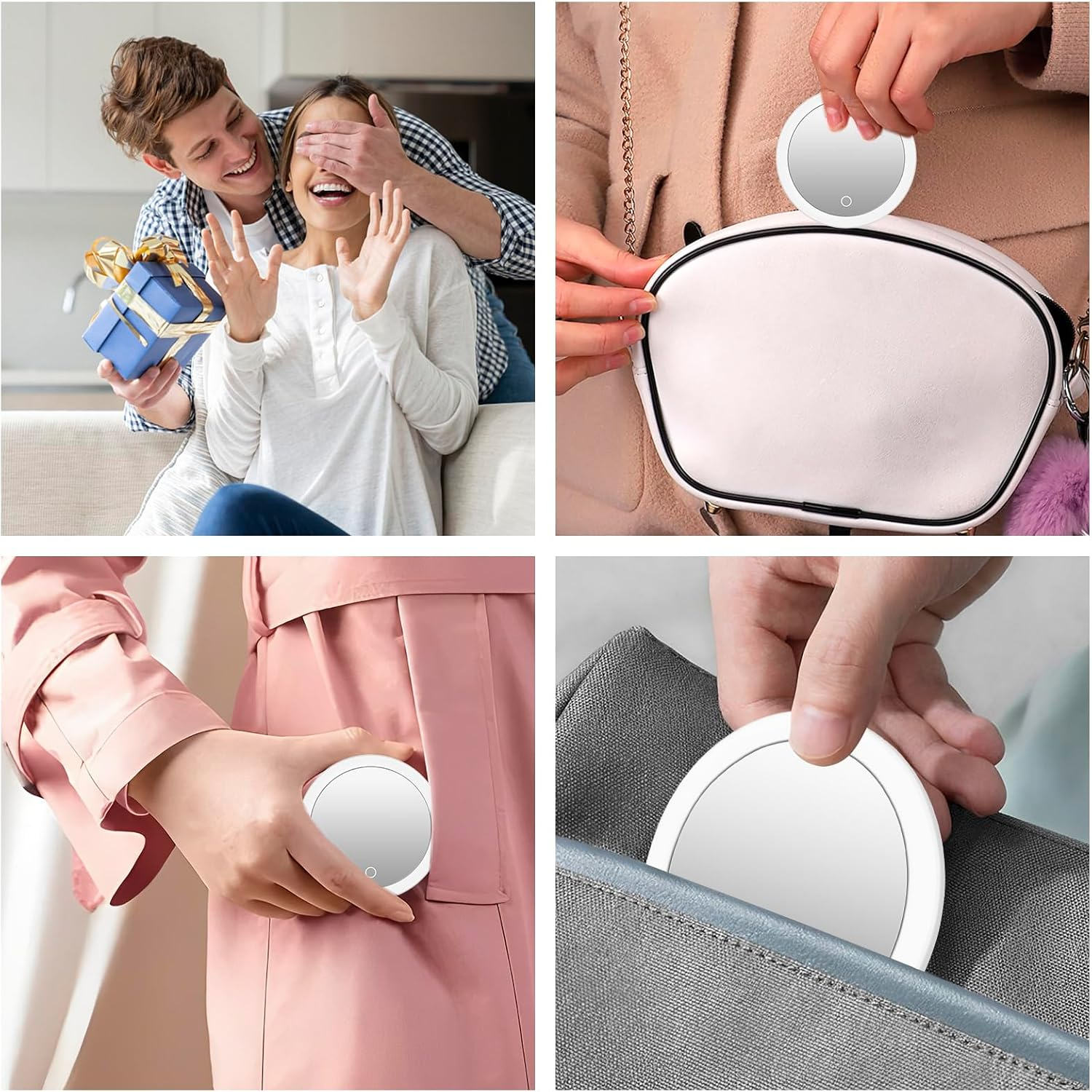 10X Magnifying Mirror with Light 6.8Inch Magnifying Makeup Mirror with 3 Suction Cups Backlit LED Cosmetic Mirror Portable Lighted Makeup Mirror for Bedroom Bathroom Travel 6.8&times;1.6Inches image number 1