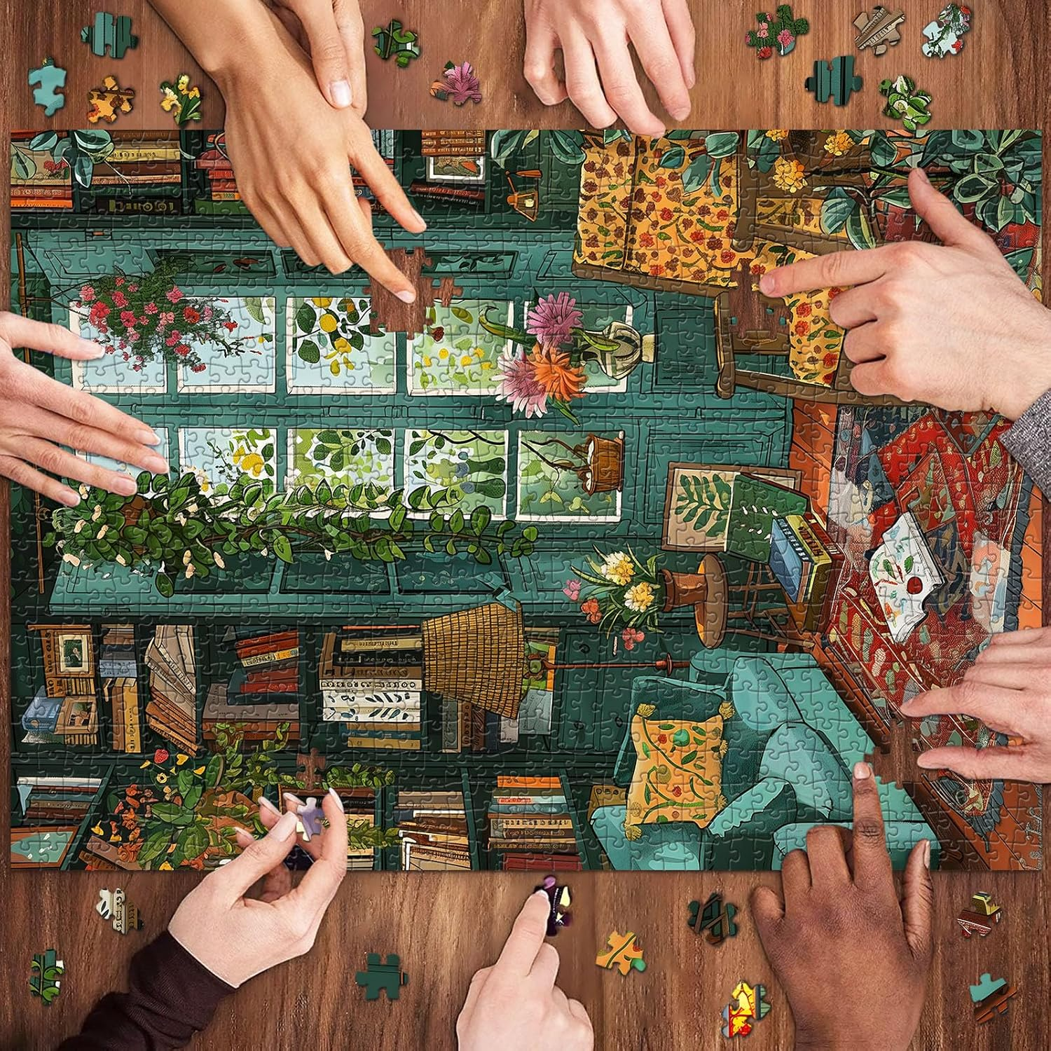 HUADADA Jigsaw Puzzles for Adults 1000 Pieces Jigsaw Puzzle for Adults Interesting Toys Brain Teaser Jigsaw Puzzles Birthday Graduation Gifts, Impossible Puzzle, Challenging Game - Cozy Study image number 3