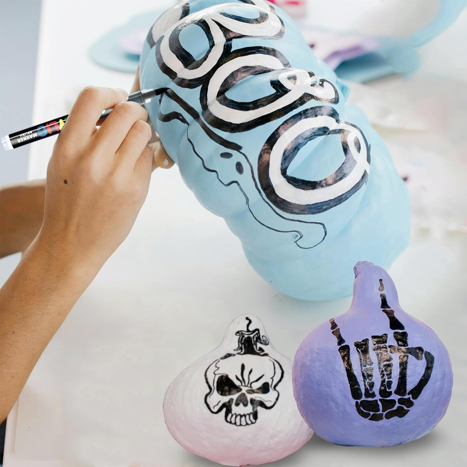 Black Acrylic Paint Pens, 12 Pack Soft Brush Tip Acrylic Paint Markers, Colouring Drawing Waterproof Art Markers for Wood, Metal, Ceramic, Fabric, Stone, Egg, Rock Painting and DIY Art Crafting image number 6