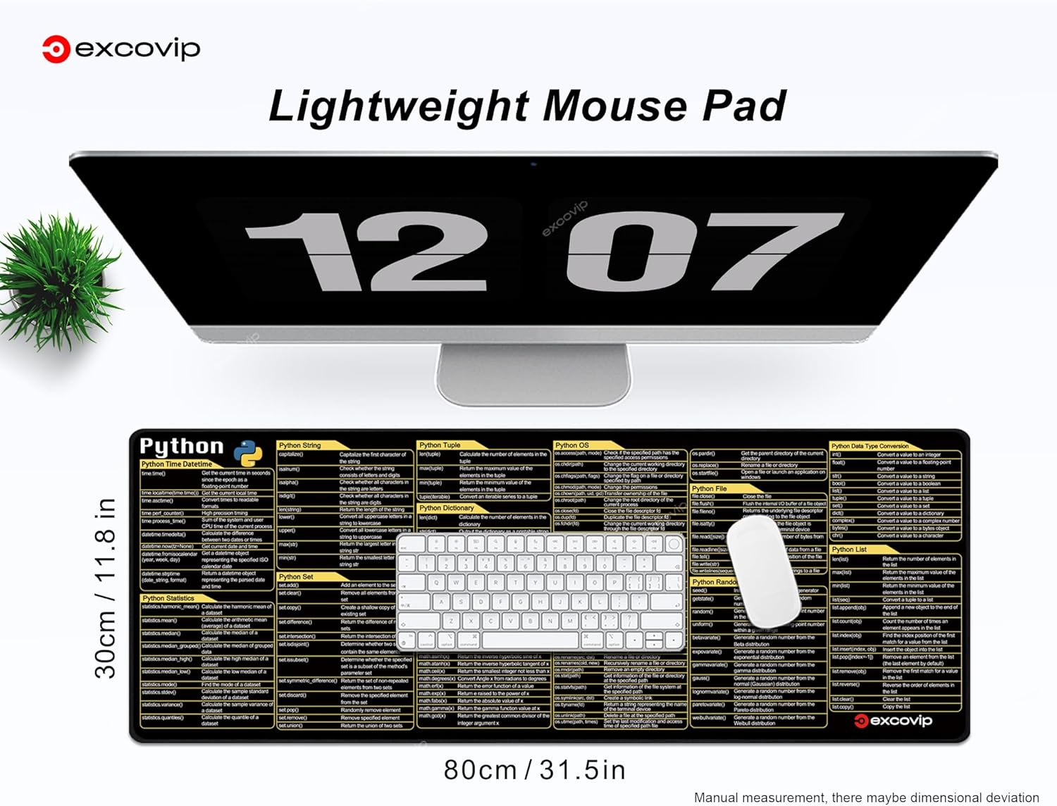 Excovip Python Commands Shortcuts Mouse Pad -80X30X0.2 Cm Extended Large Cheat Sheet Mousepad PC Office Spreadsheet Keyboard Mouse Mat with Non-Slip Base0306 - Fot Java image number 3