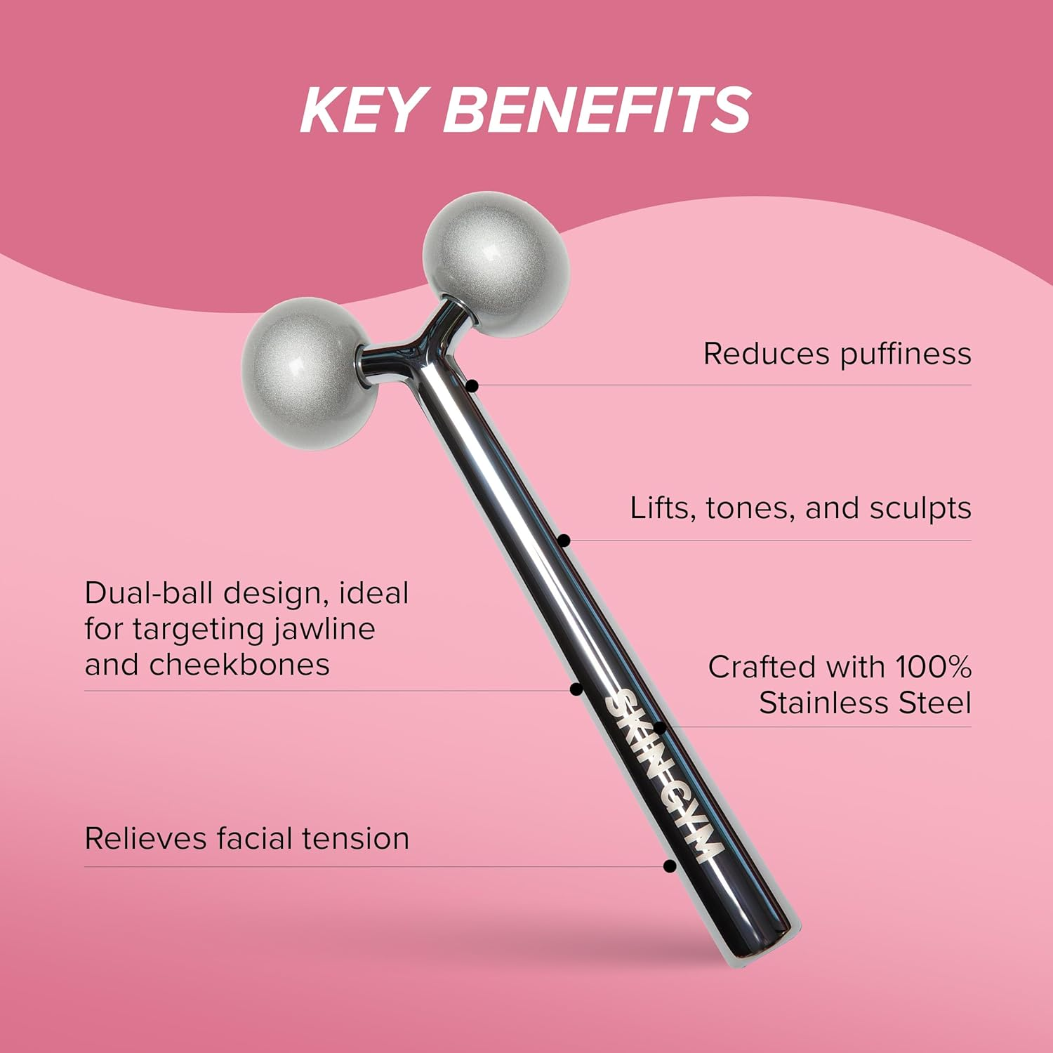 SKIN GYM Face Sculptor Beauty Roller, Stainless Steel Facial Massager for Lifting, Toning, and Sculpting image number 2