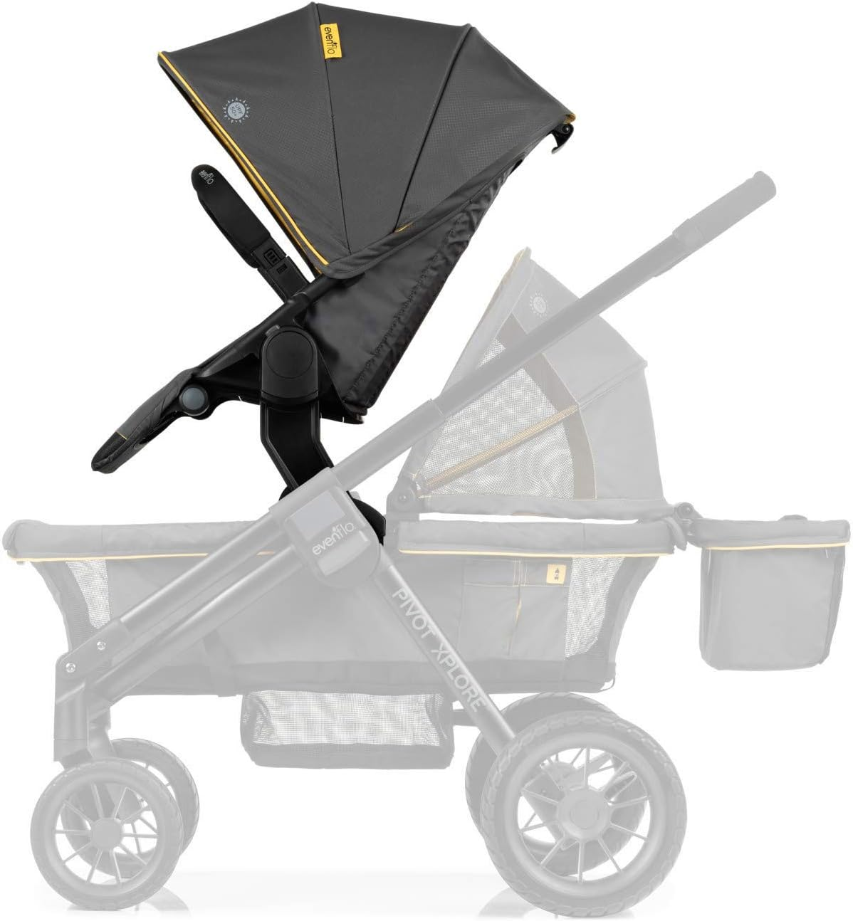 Evenflo Pivot Xplore Stroller Wagon Second Seat, Adventurer Gray image number 3