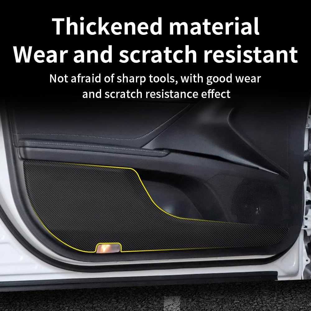 LUNQIN Car Door anti Kick Pad for Toyota Camry 2018 2019 2020 2021 2022 2023 2024 Hybrid Accessories Carbon Fibre Style Leather Sticker Door Sill Protector Cover Edge Guard Side Mat Interior Dirty image number 1