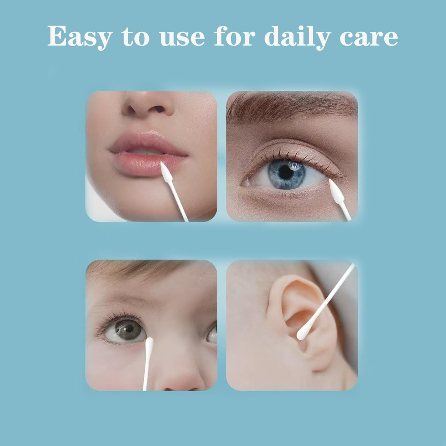 200 Pieces (Tip+Spiral Cotton Swab), Very Suitable for Ear Cleaning, Nail Polish Touch Up, Nail Enhancement, Pedicure, Beauty Applications, Personal Care and Craft Projects (Blue) - Blue image number 3