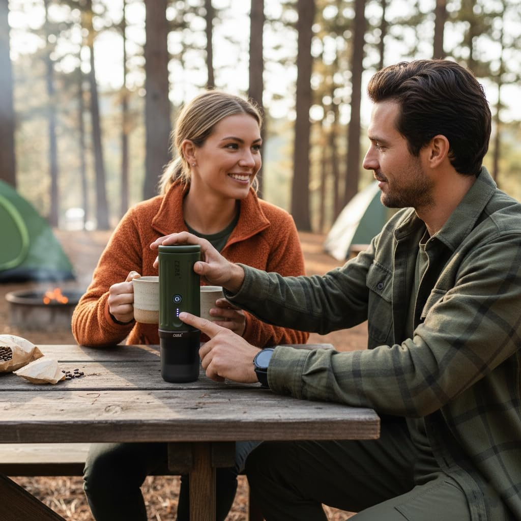 CERA+ Self-Heating Portable Espresso Machine,Up to 8 Cups per Charge & 20 Bar, 3*4500Mah, Cerapresso Works with NS Capsules & Grounds, Electric Coffee Maker for Camping,Hiking,Office,Car,Travel,Office image number 5