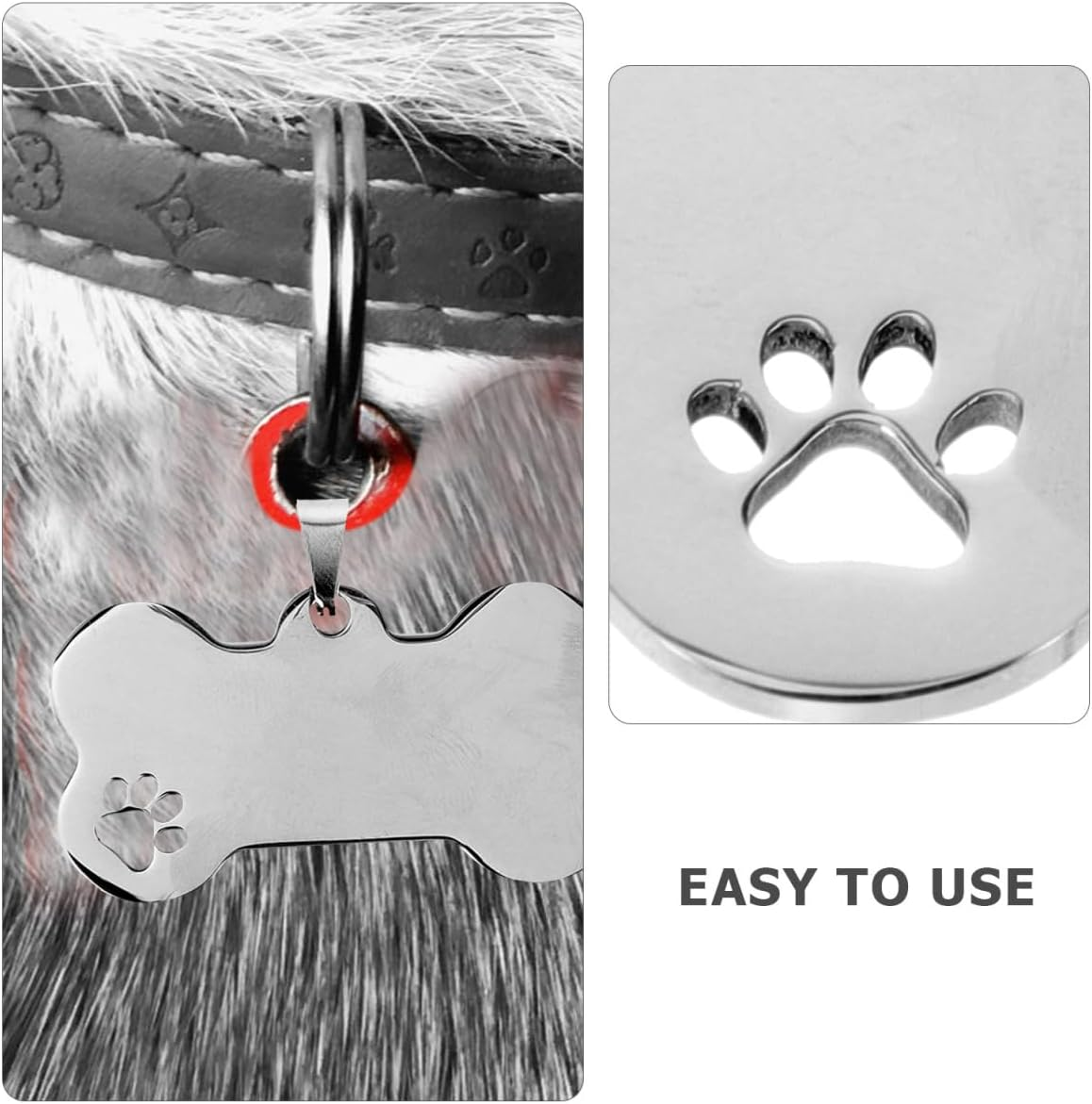 Kisangel 10Pcs Stainless Steel Dog Tags, Blank Bone Shape ID Tags for Pet Collars Lightweight Design image number 2