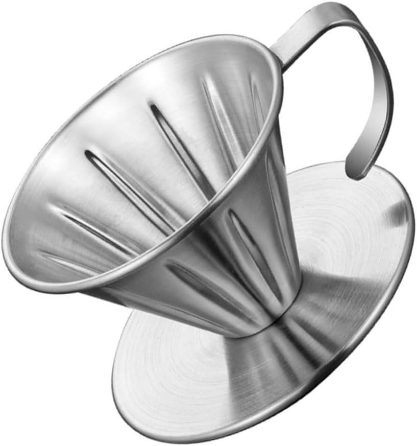 GAXIRE Stainless Steel Coffee Filter and Tea Strainer Reusable Drip Funnel with Handle and Base for Home Brewing image number 1