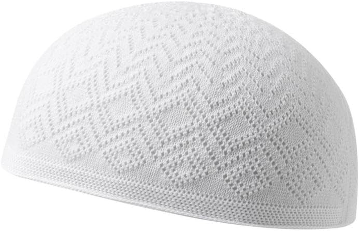 Quxyxso Men Muslim Prayer Kufi Hat Prayer Headwear Cap，Lslamic Muslim Knitting Kufi Topi Prayer Hat White image number 5