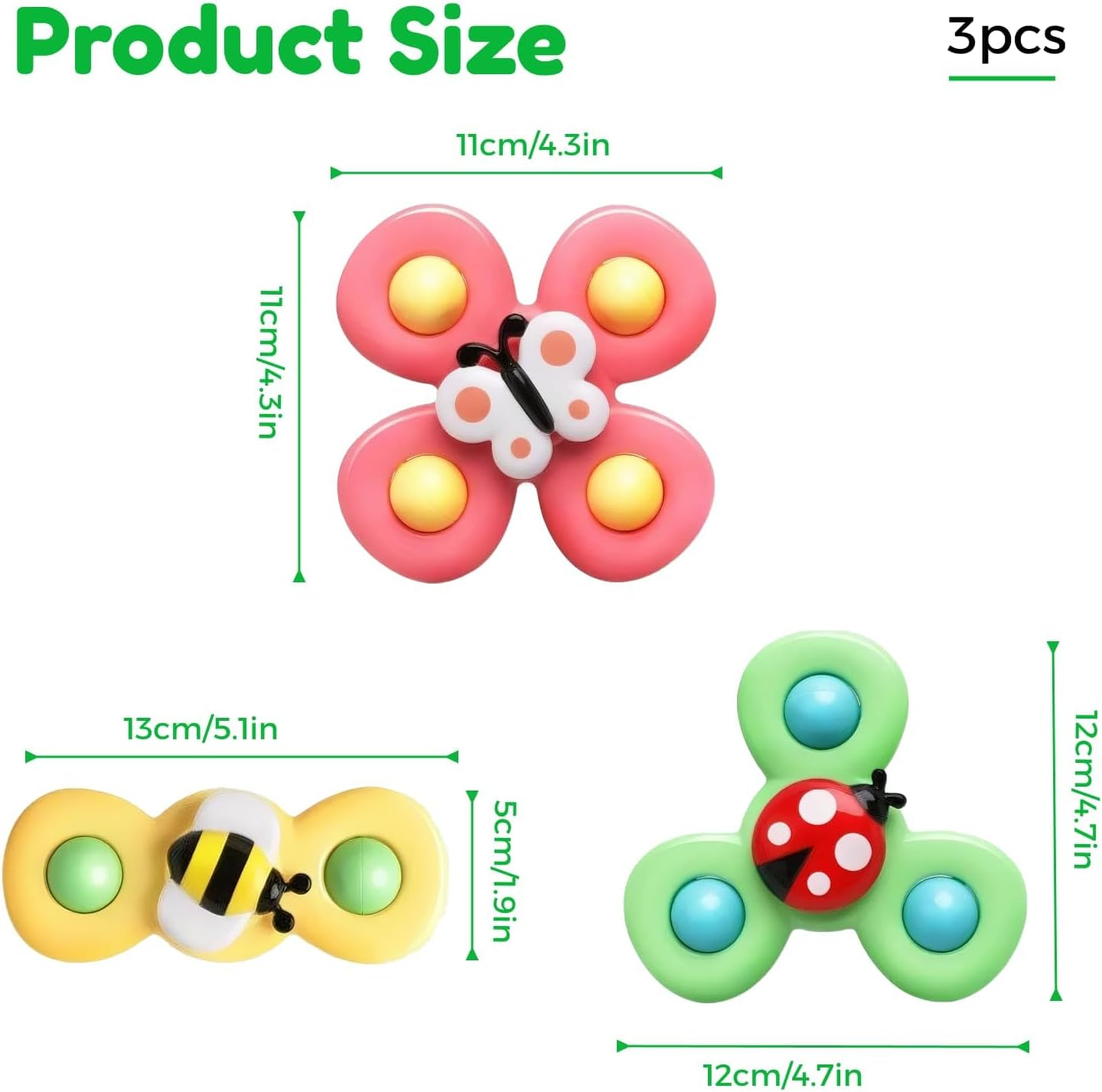 3PCS Suction Cup Spinner Toys for Toddlers 1-3 Years, Sensory Spinning Top Toys for 1 Year Old Boys and Girls, Enhance Hand Eye Coordination and Motor Skills, Perfect for Indoor and Outdoor Play image number 5