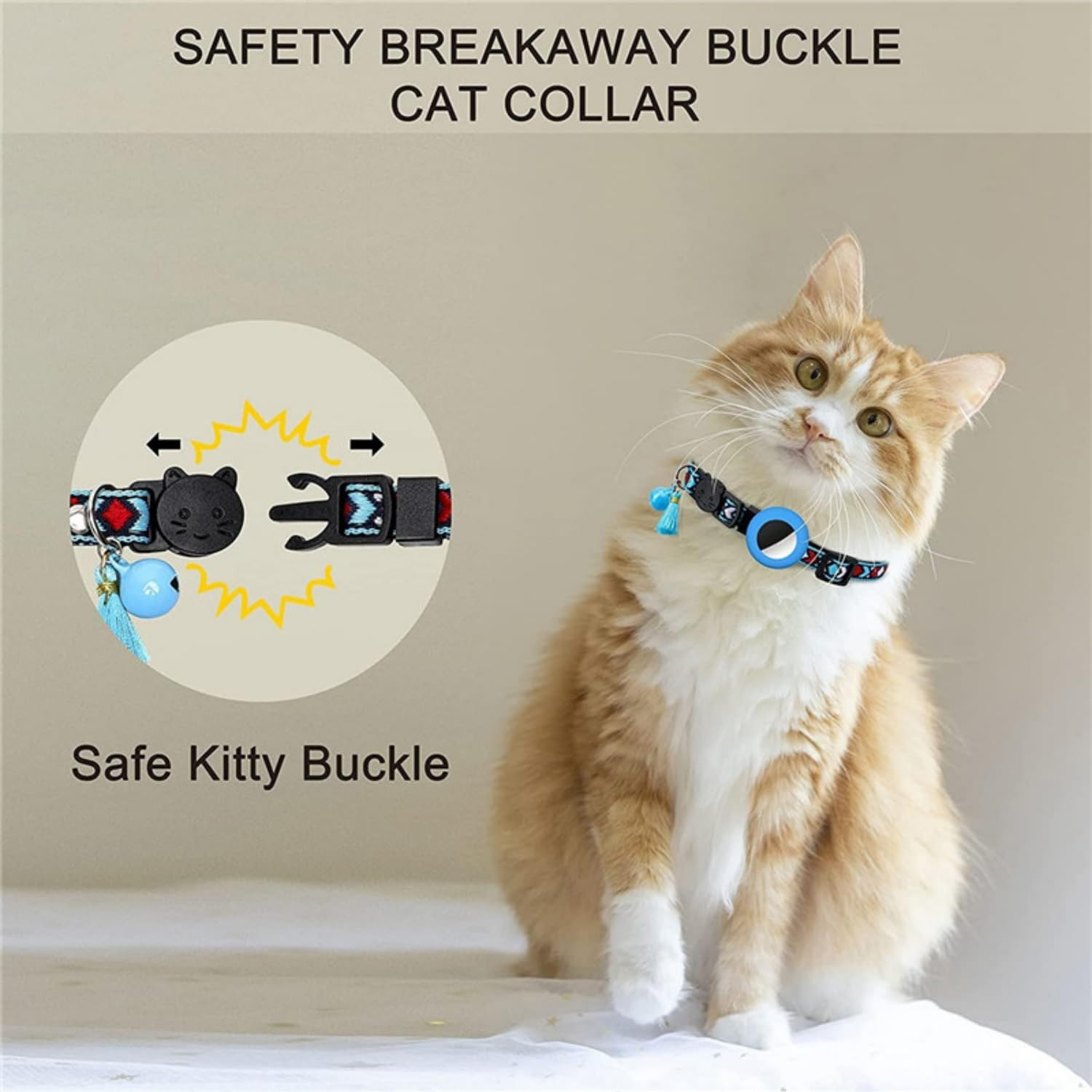 2 Pcs Breakaway Cat Collar with Reflective Nylon Strip and Bell, Cat Collar with Bells, Quick Release Cat Collar Colorful Kitten Collars Safety Buckle, Lightweight Tracker Cat Collars for Cat image number 3