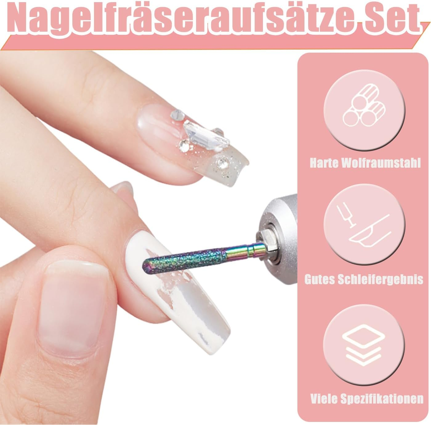 Treki Pack of 30 Pointed Nail Cutter Attachments for Acrylic Nails, Cuticle Bit for Cutters, Ball Diamond for Acrylic Nails, Cuticle Bit for Cutters, Nail Drill Bits for Manicure, Nail Bits for Gel image number 4