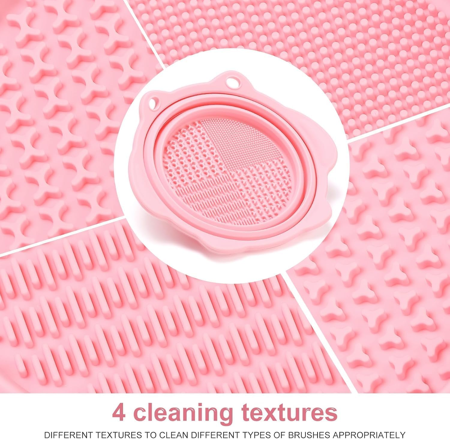 Makeup Brush Cleaner, Foldable Silicone Brush Cleaner Bowl Srubber, Portable Washing Tools for Makeup Brush,Powder Puff,Sponge (Pink, 14.5 * 14.5 * 5 CM) image number 3