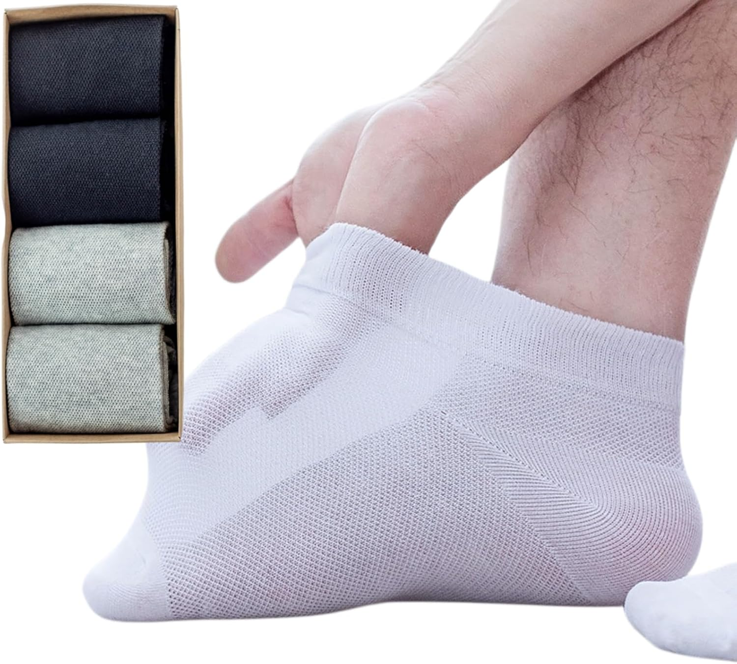 4 Pack Diabetic Ankle Socks Extra Wide Super Soft Thin Non-Binding Top Edema Summer Socks for Swollen Feet Unisex