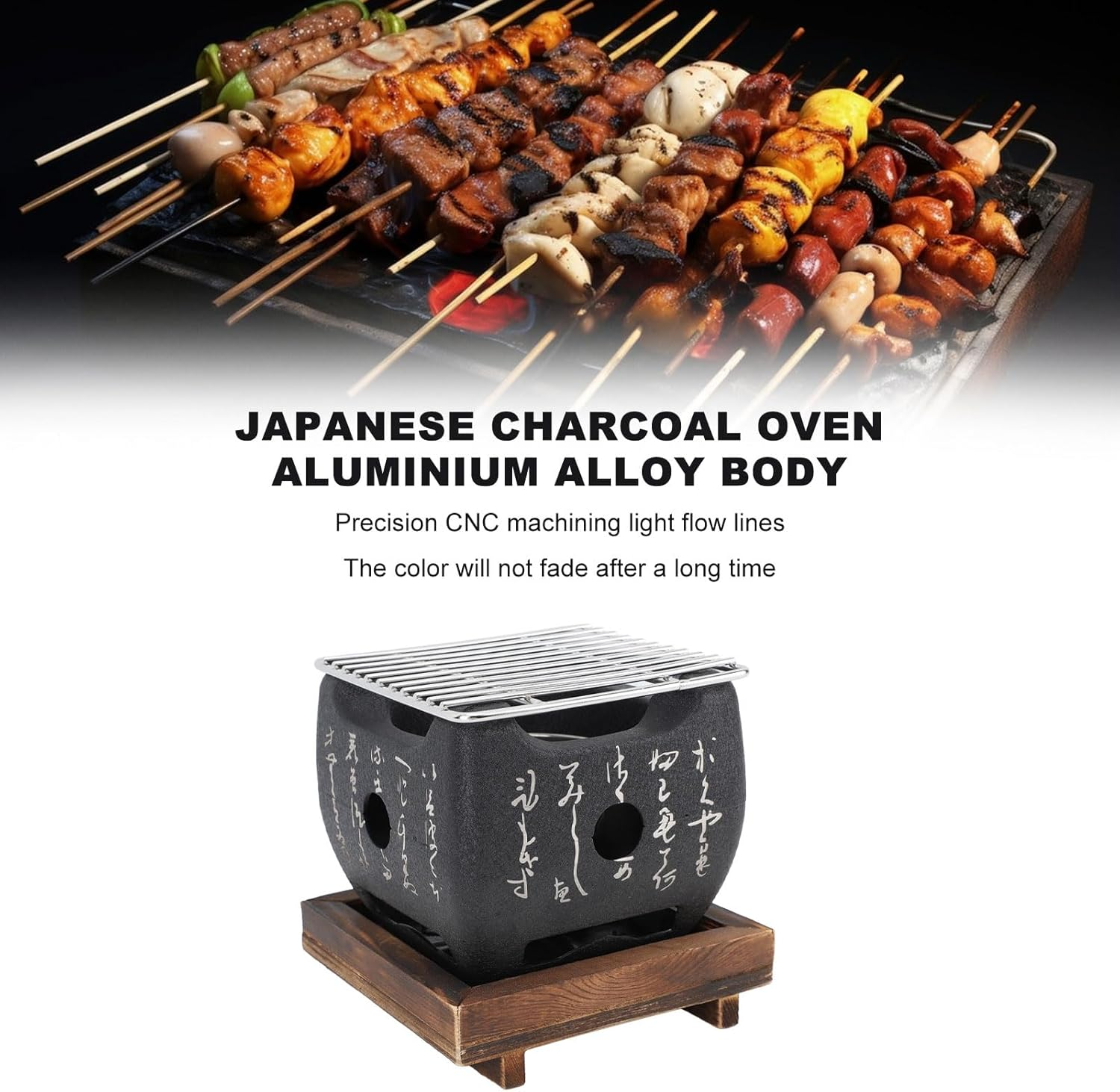 Mini BBQ Grill Japanese Style, Portable Barbecue Stove, BBQ Grill Food Charcoal Stove for Household Barbecue Tool, for Outdoor Cooking Camping (19.5X18Cm / 7.7X7.1In) image number 6