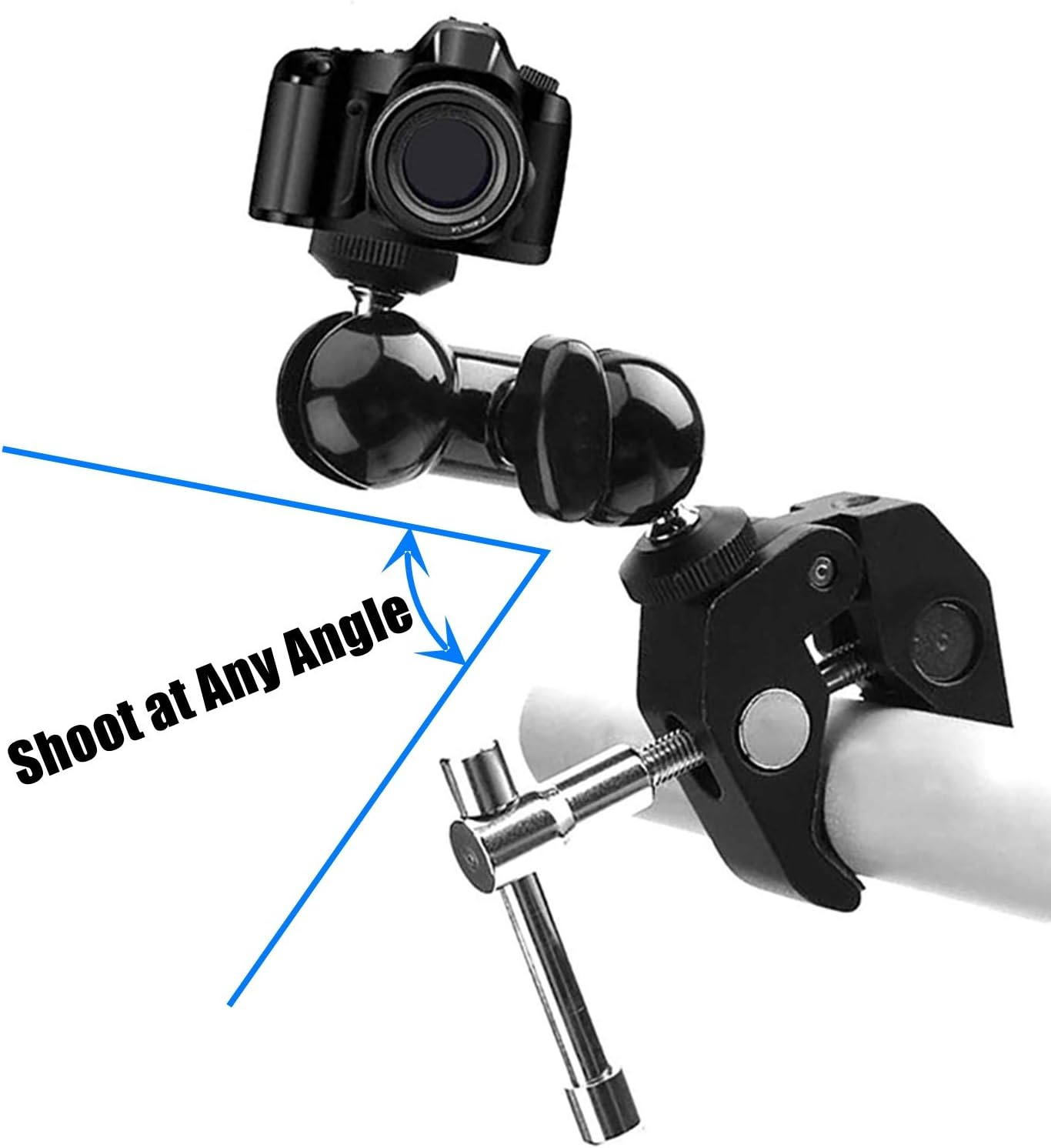 WANBY Camera Clamp Mount Double Ballhead Table Magic Arm Monitor Desk Mount Bracket with Super Clamp with 1/4" and 3/8" Thread for DSLR Camera Rig LCD Monitor LED Flash Lights image number 6