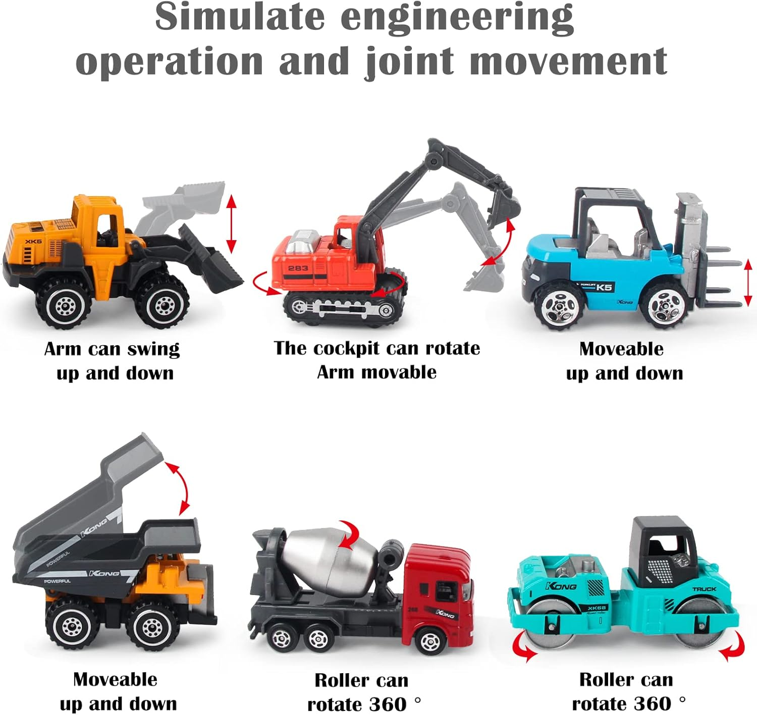 Hapavis Construction Cars Toys Diecast Engineering Vehicle Toy Set Alloy Metal Car Toys Set for Toddlers Kids Boys & Girls Colorful image number 1