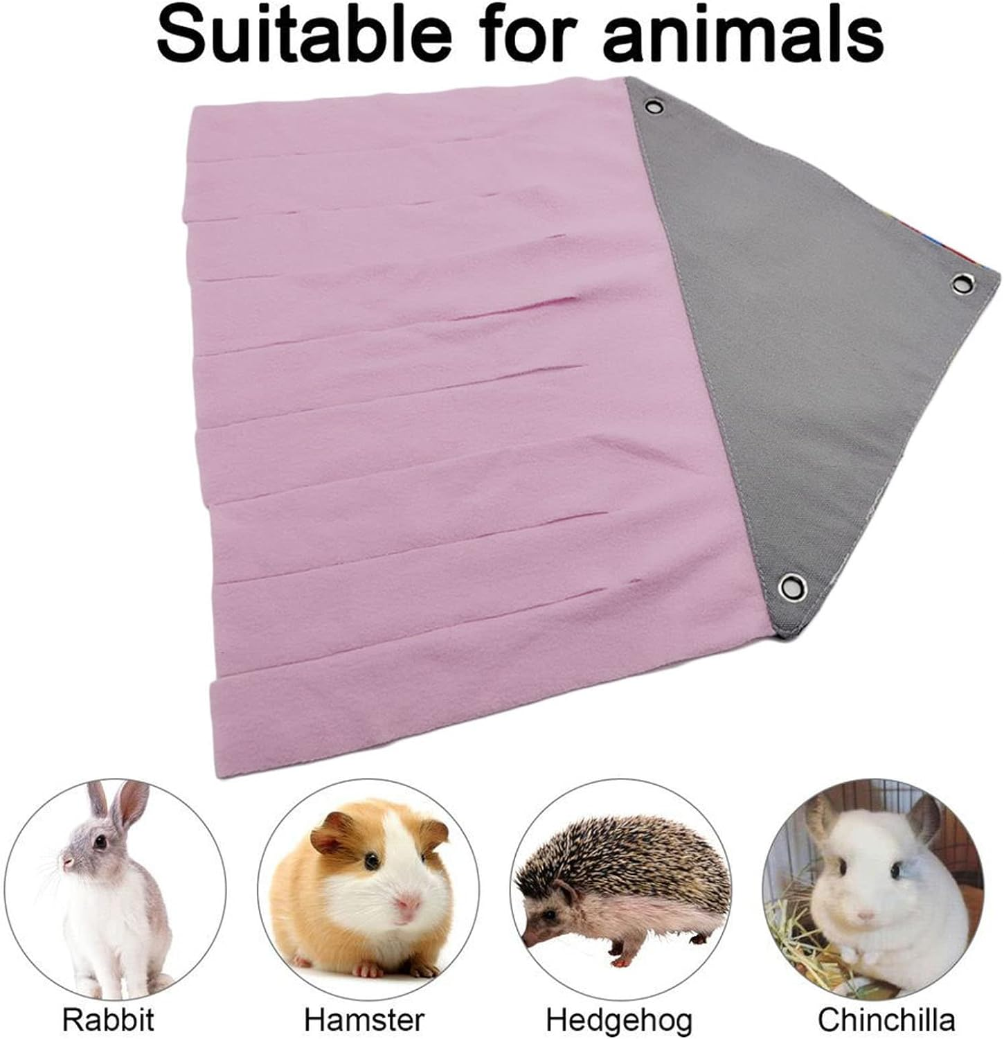 TRADERPLUS 2 Pieces Guinea Pig Hideout Rat Hideaway Corner Curtain Small Pets Hiding Spot for Ferrets Chinchillas Hedgehogs Dwarf Rabbits (Pink+Purple) image number 1
