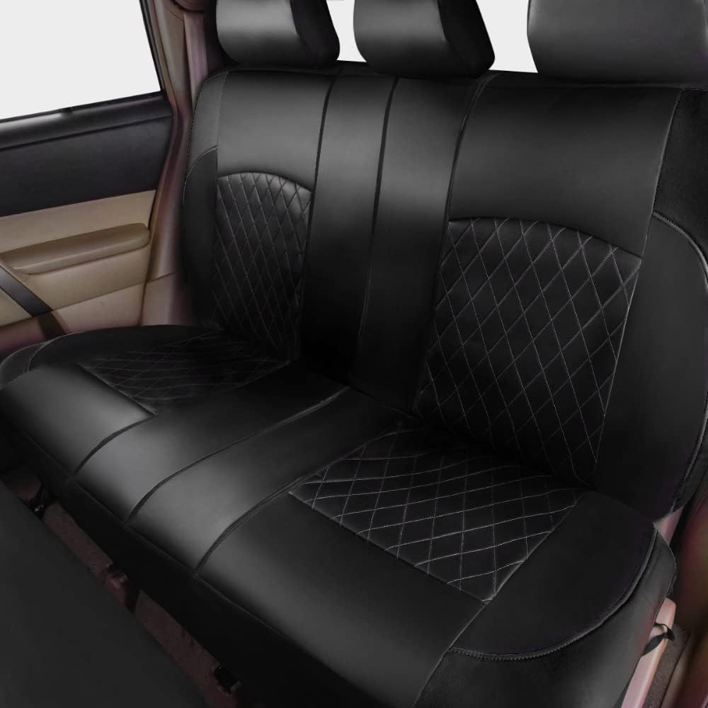 Sazak 9 Pieces Car Seat Cover PU Leather Universal Seat Protector Full Set Automobile Interior Accessories for Car SUV Vehicle