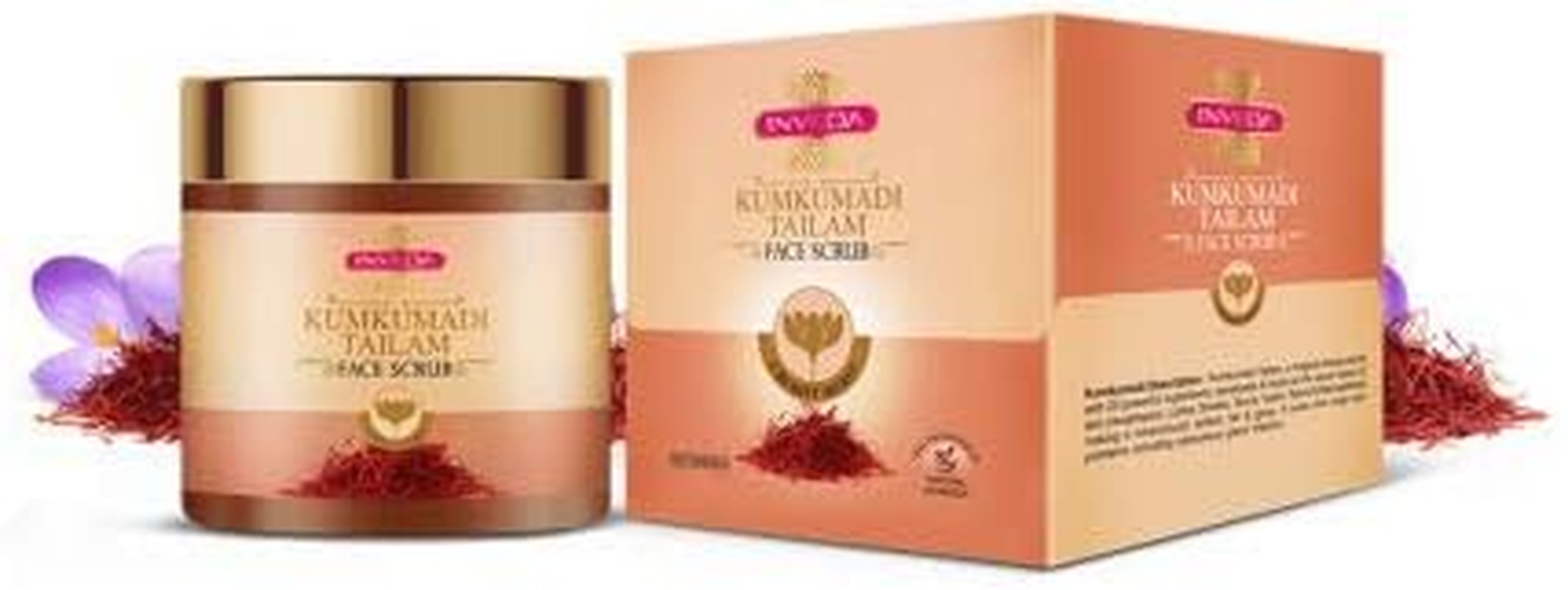 Inveda Kumkumadi Tailam Face Scrub | Prevents 9 Skin Problems with Kesar, Turmeric, Licorice and Sandalwood for Removing Dead Skin Cells for Radiant & Spot Free Skin, 100Ml