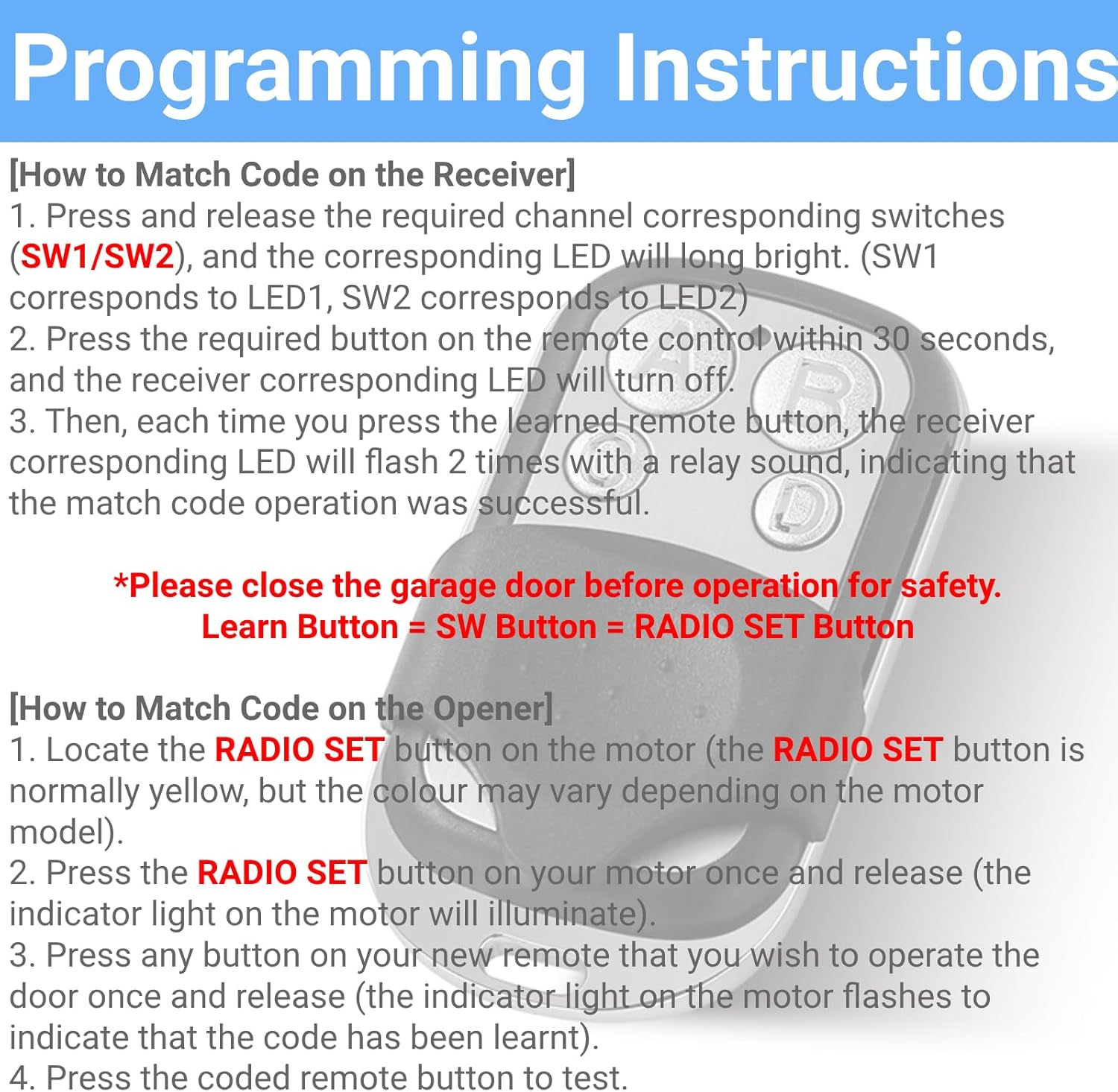 QSDIYRF Garage Remote Replacement for BHT3 BHT-3 HT3 Garage Door Remote Compatible with BOSS 433.92Mhz BOL4 (Grey Colour) BOL6 OL4 OL6 RD11 Garage Door Openers [Installed after July 2013] (1 Pack) image number 5