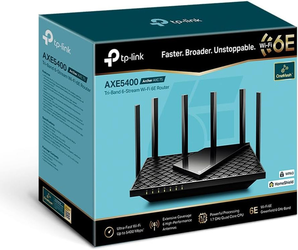 Tp-Link AXE5400 Tri-Band Gigabit Wi-Fi 6E Router, up 5.4Gbps, USB 3.0, 6 Ghz, OFDMA, Compatible with Alexa, Homeshield Security, Gaming & Streaming, Smart Home, Onemesh Support (Archer AXE75) image number 2
