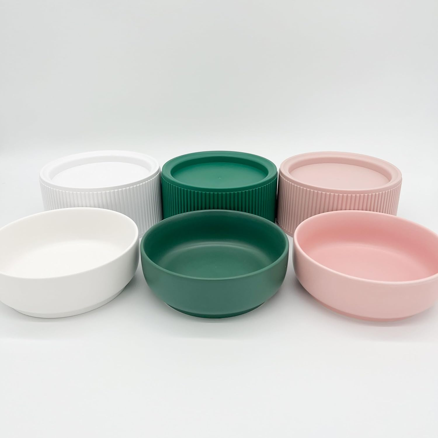 Double Layer Ceramic Dog Feeder with Stand Raised Pet Food Bowl (Pink) - Pink image number 3