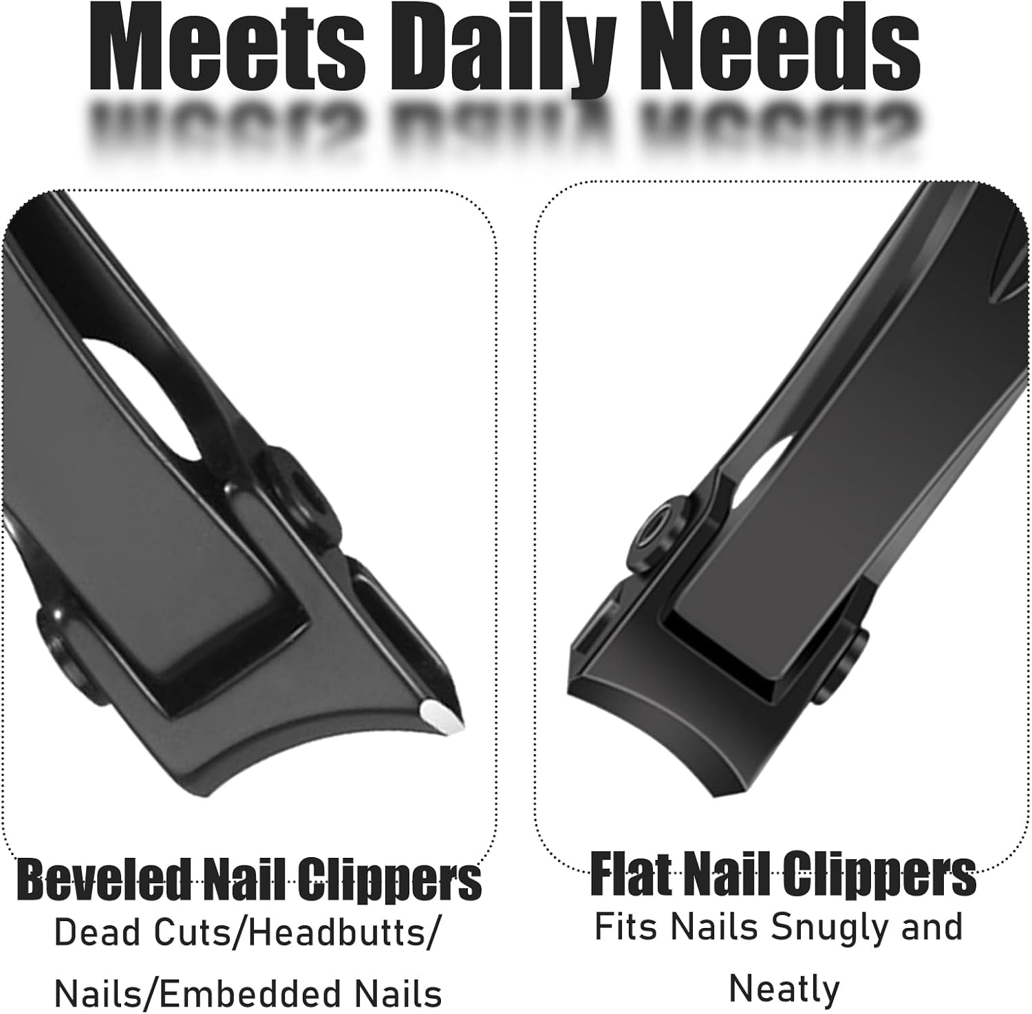 JZS Oversized Thick Nail Clippers for Thick Toenails or Tough Fingernails, Stainless Steel Toenail & Fingernail Cutter Trimmer, Set of 3, Black - Black image number 3