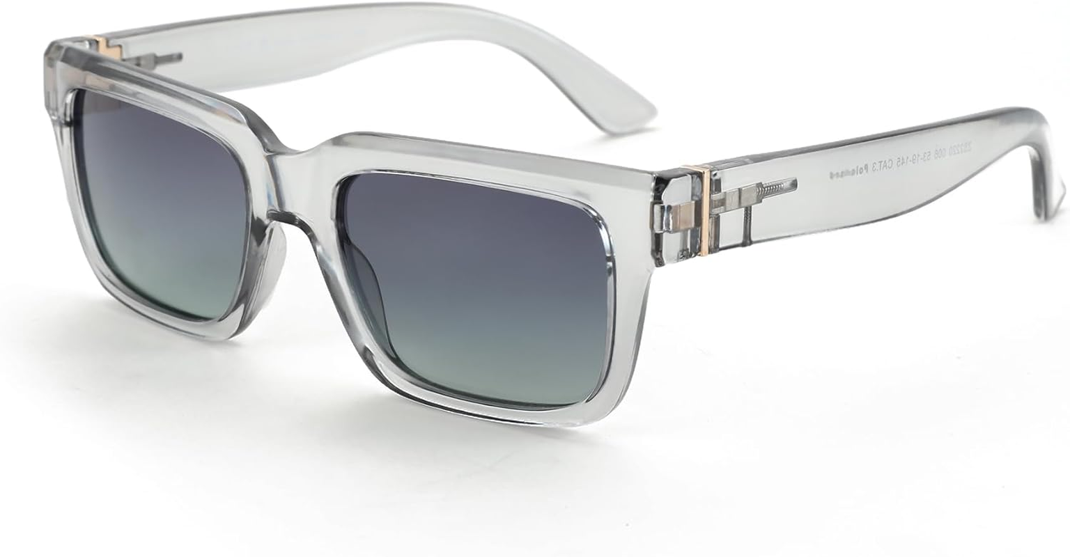 ZENOTTIC Rectangle Sunglasses for Men Women Polarized UV400 Protection Classic Trendy Driving Sun Glasses - C01 Black image number 4