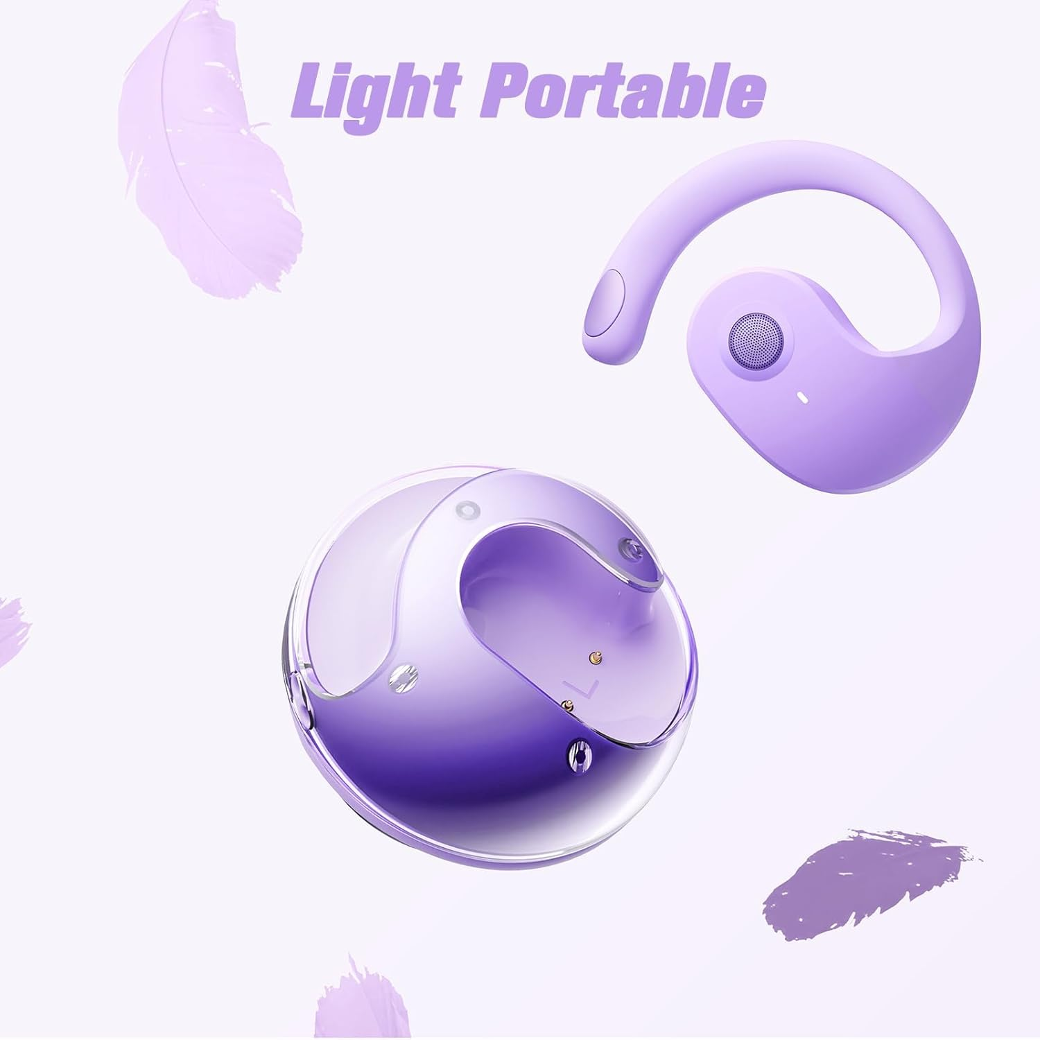 Out of Ear Open Ear Headphones outside the Ear Wireless Ear Hanging Bluetooth Headset Ows over the Ear Open Ear Buds Earbuds outside the Ear Headphones Bone Air Conduction Earbuds Purple image number 4