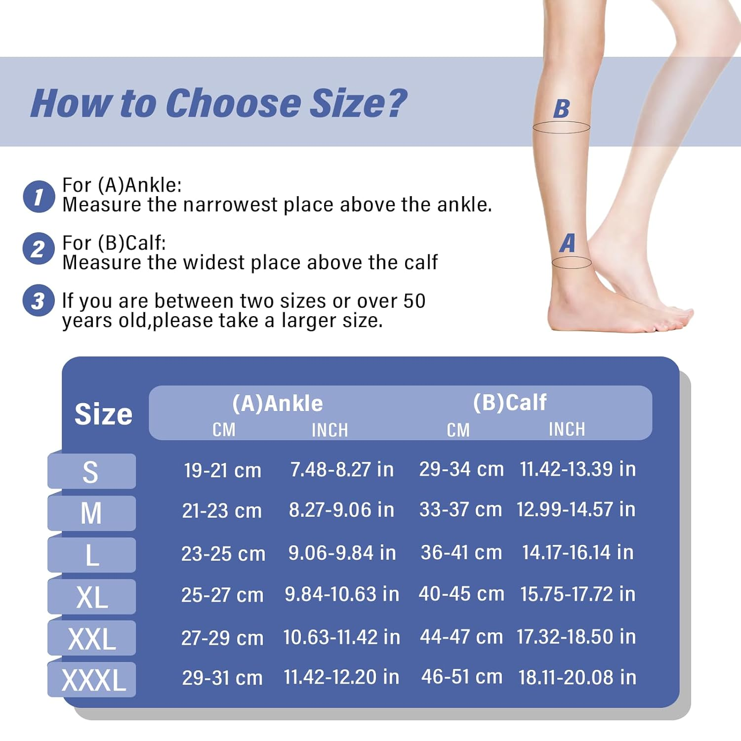 2 Pairs Calf Compression Sleeve Men Women, 20-30 Mmhg Calf Compression Socks for Women, Footless Compression Socks for Travel Flight image number 5