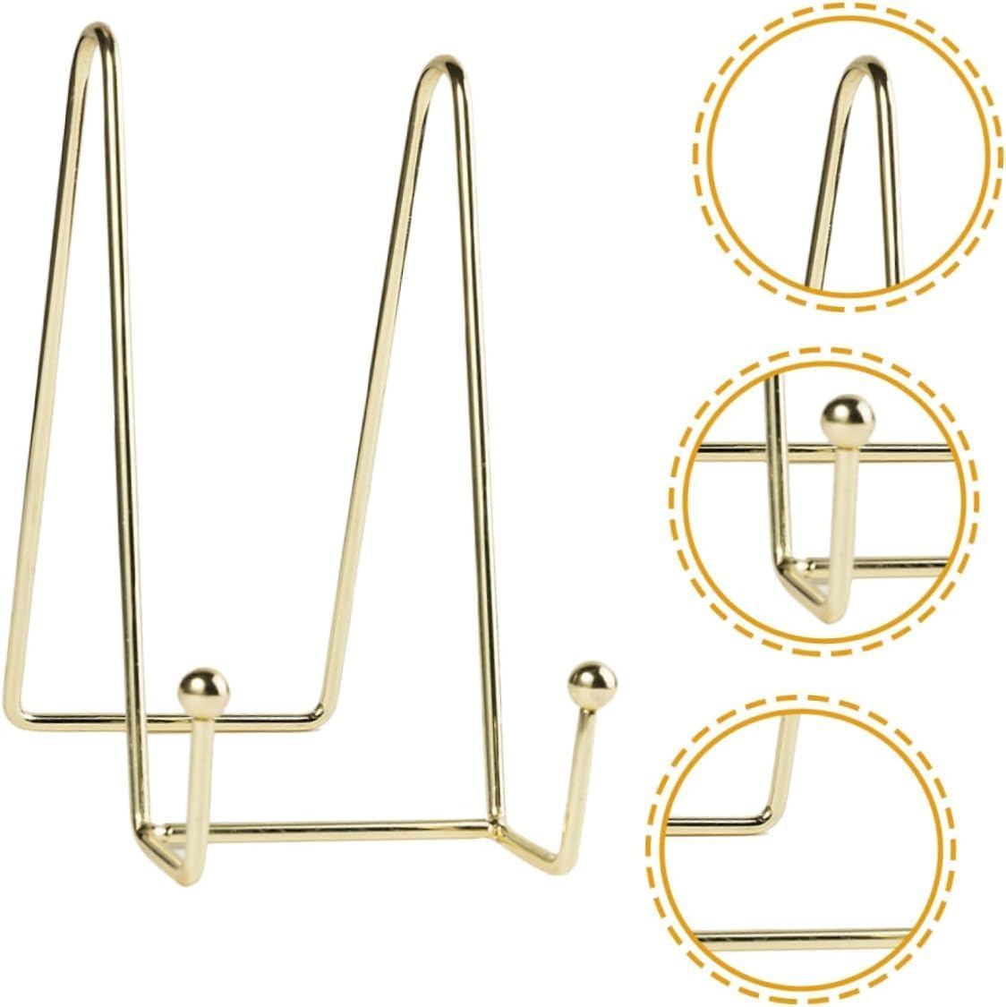 Roczential 4 Pack 6'' Display Photo Stand, Decorative Plate Display Stand, Book Display Stand Tabletop Art Decorative Trays(Gold) - Silver image number 3