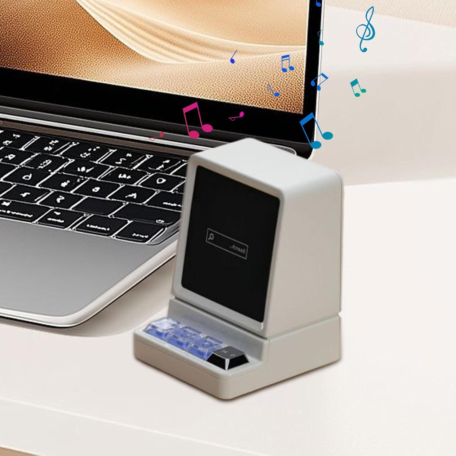 Ylnailky Phone Holder with Speaker,Induction Audio Cellphone Mount - Lightweight Computer Shape Phone Stand with RGB Light and Wireless Speaker for Study Room, Home, Desktop, Travel image number 4