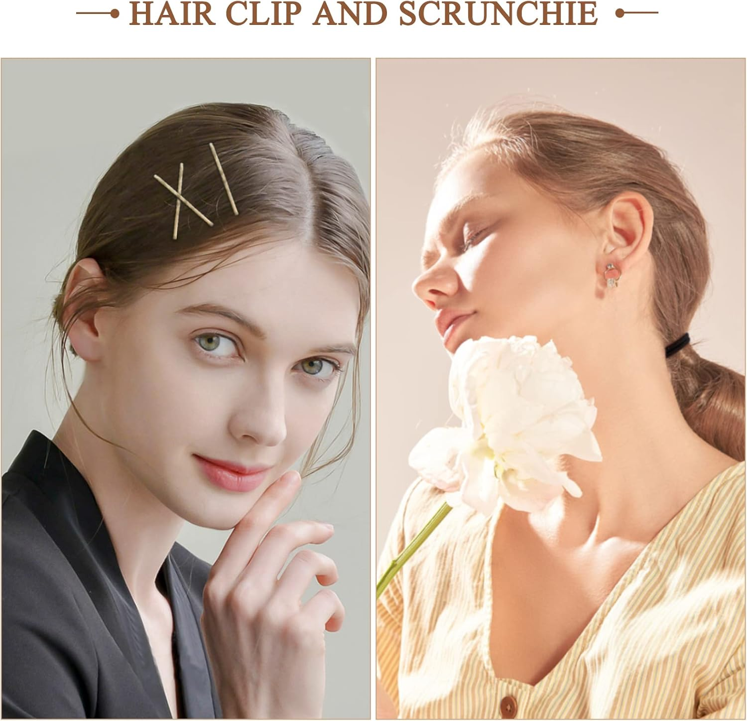 Kavya Pack of 100 Women'S Hair Bobbles (3 Colours), 20 Hair Pins (4 Colours) Bobby Pins, without Metal, Small Elastic Thin Hair Bobbles Girls Ponytail Hair Accessories-A image number 4