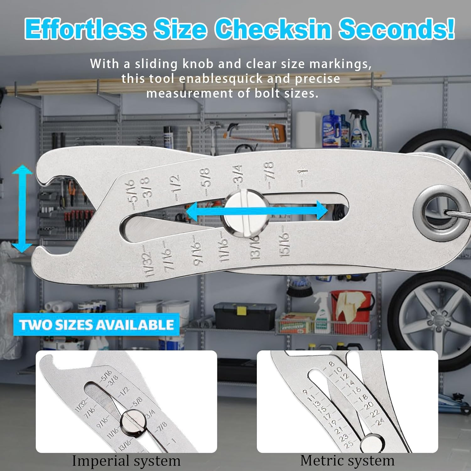 Ionpshg2Pcs Thread Checker Nut and Bolt Thread Checker with Keychain Portable Bolt Size Finder Verification Tool with Inch & Metric Bolt Size Finder Verification Tool for Fast and Precise Measurement